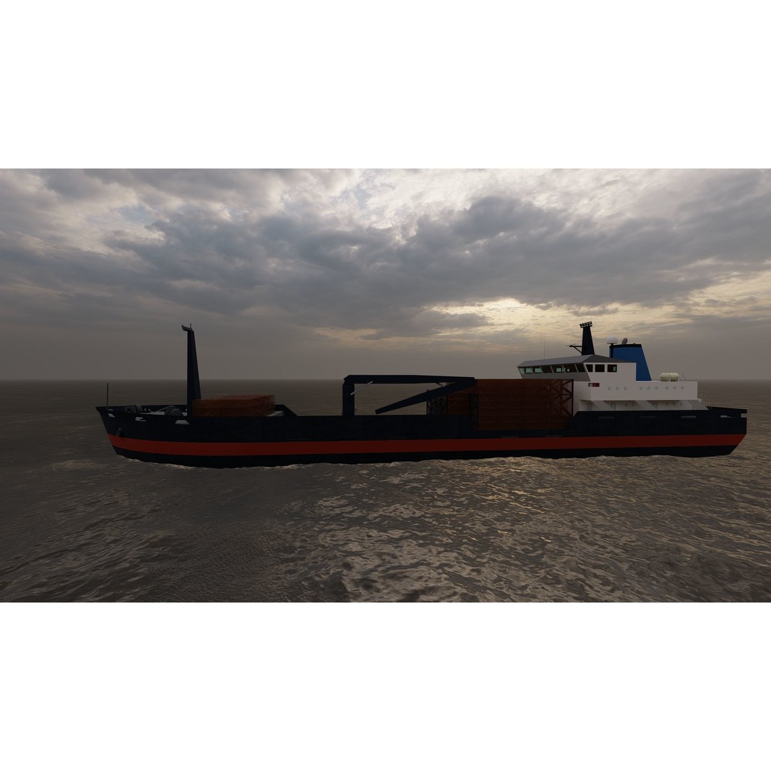 Bulk Carrier Tanker Ship 3D Model – Rigged Industrial Vessel, FBX, OBJ - View 10