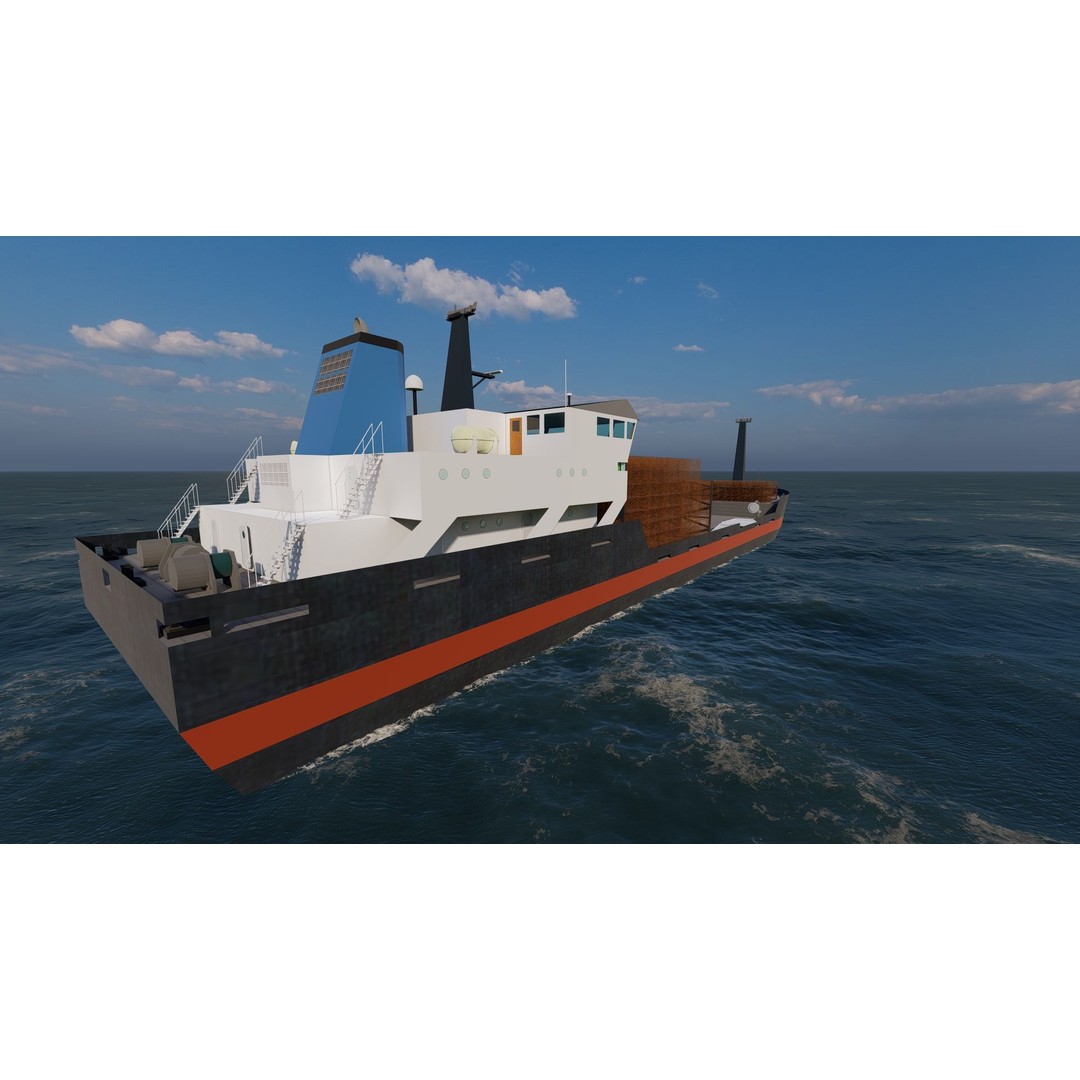 Bulk Carrier Tanker Ship 3D Model – Rigged Industrial Vessel, FBX, OBJ - View 5