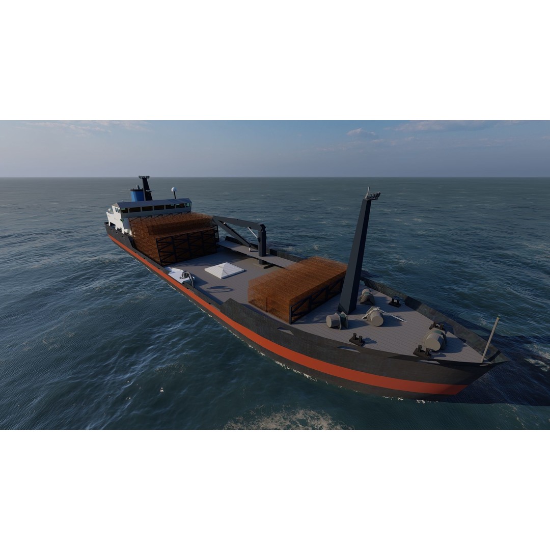 Bulk Carrier Tanker Ship 3D Model – Rigged Industrial Vessel, FBX, OBJ - View 8