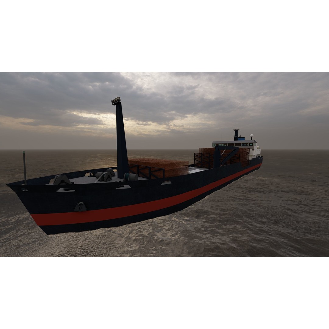 Bulk Carrier Tanker Ship 3D Model – Rigged Industrial Vessel, FBX, OBJ - View 9