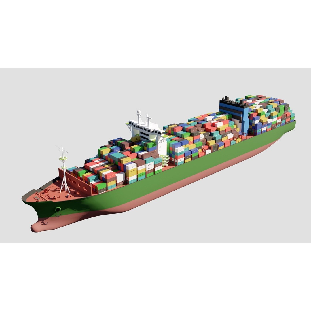 Container Ship 3D Model – Industrial Vessel with PBR Textures, FBX, OBJ - View 5