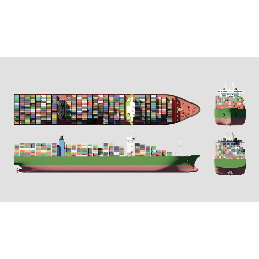 Container Ship 3D Model – Industrial Vessel with PBR Textures, FBX, OBJ - View 6
