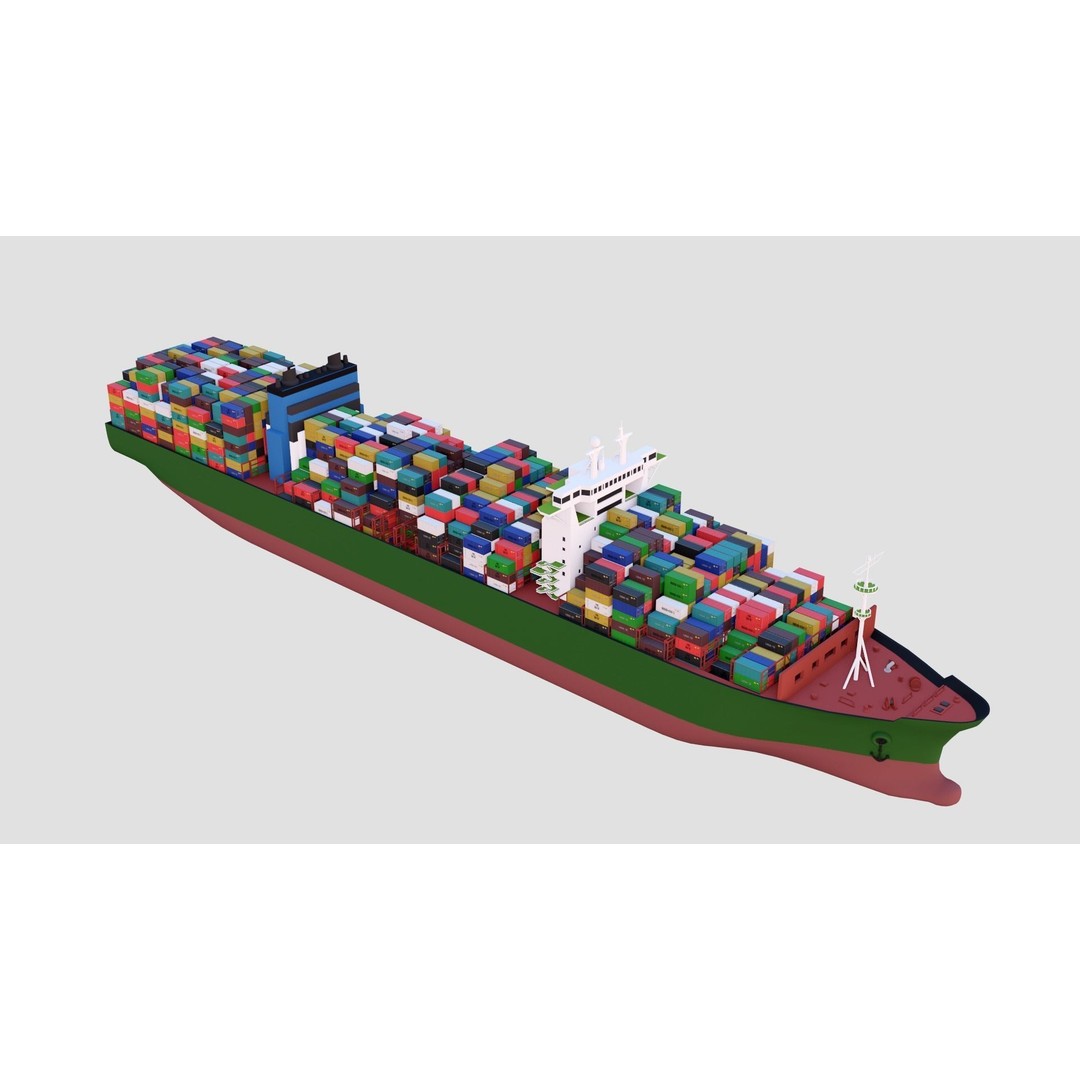 Container Ship 3D Model – Industrial Vessel with PBR Textures, FBX, OBJ - View 7