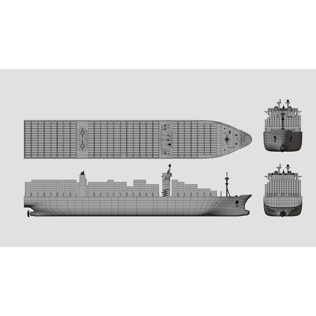 Container Ship 3D Model – Industrial Vessel with PBR Textures, FBX, OBJ - View 8