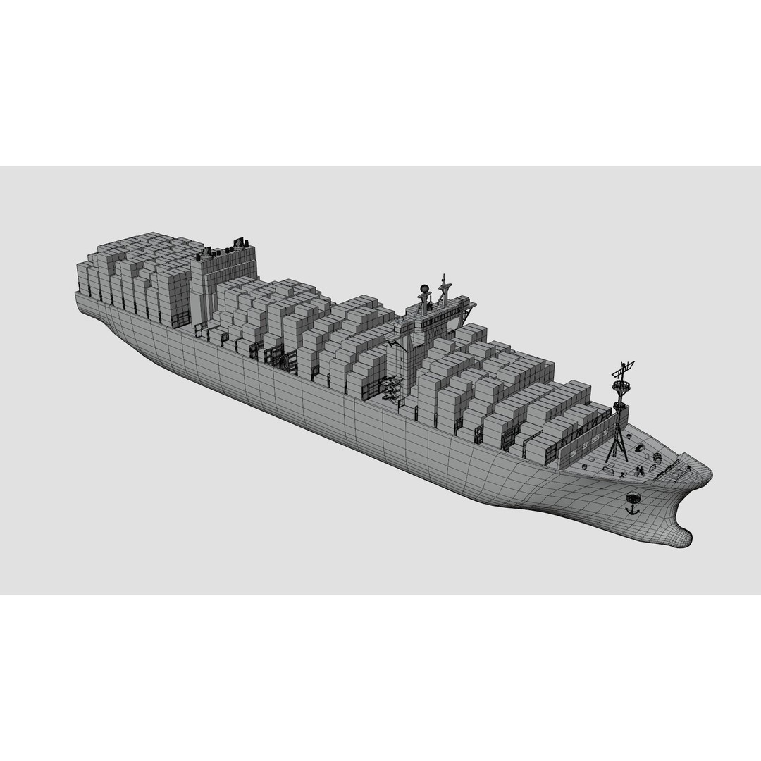 Container Ship 3D Model – Industrial Vessel with PBR Textures, FBX, OBJ - View 9