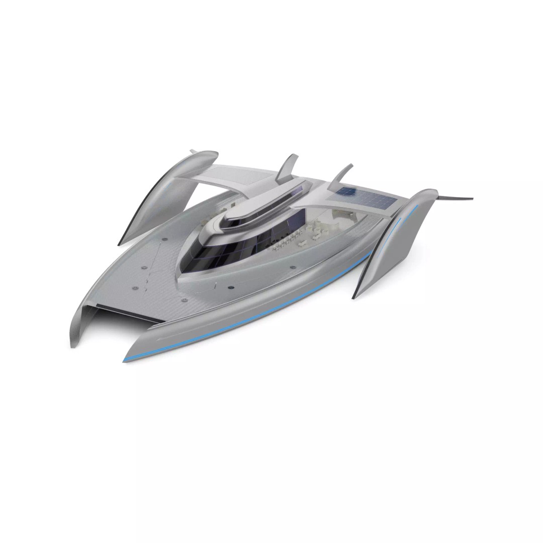 Futuristic Trimaran 3D Model – Sleek Design, PBR Textures, FBX