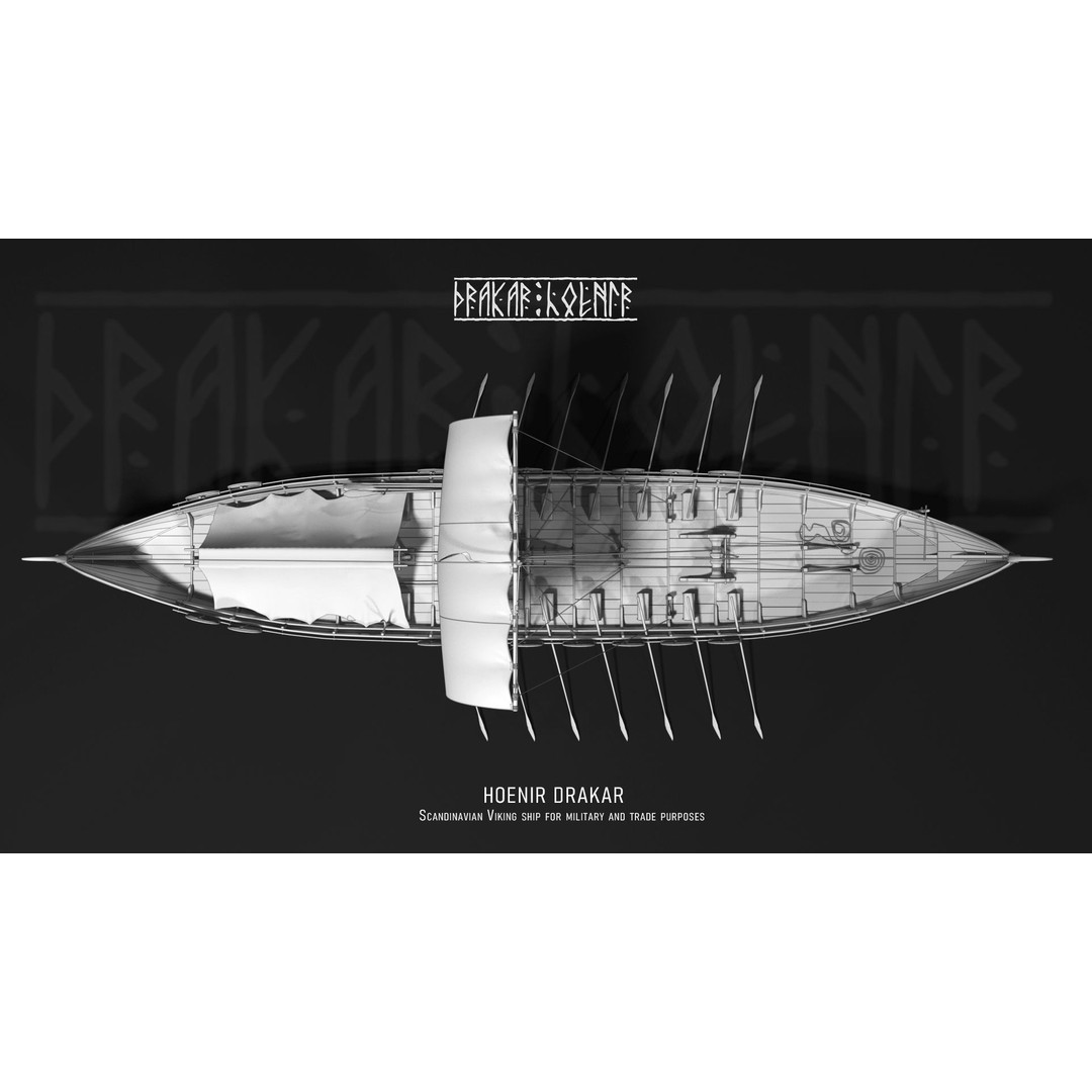 Drakkar Viking Ship 3D Model – Historic Watercraft, FBX, Blender - View 3