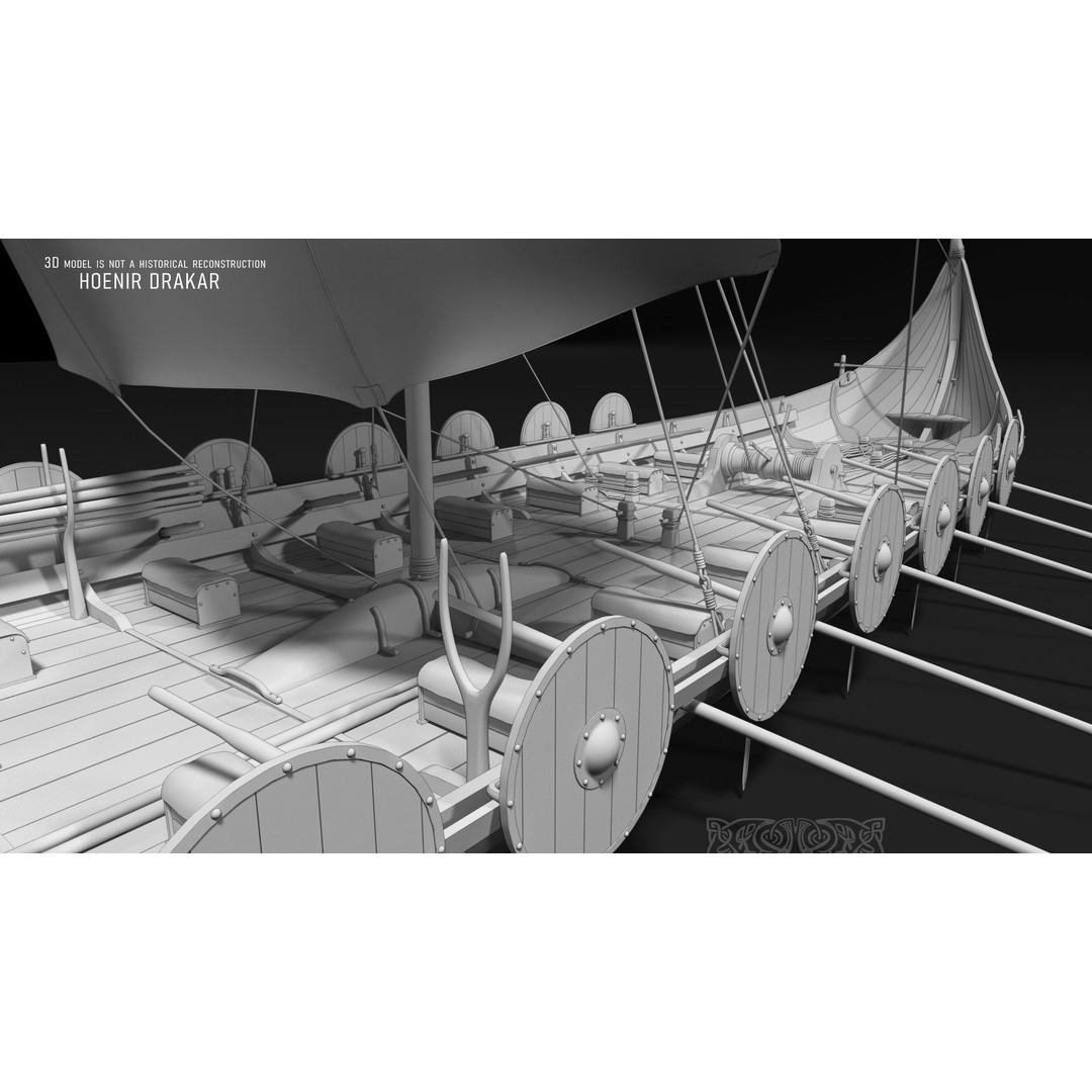 Drakkar Viking Ship 3D Model – Historic Watercraft, FBX, Blender - View 4
