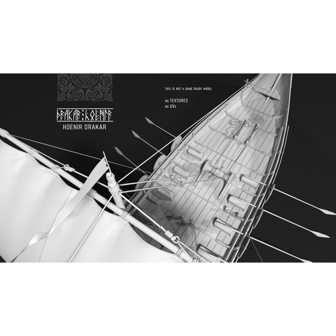 Drakkar Viking Ship 3D Model – Historic Watercraft, FBX, Blender - View 5