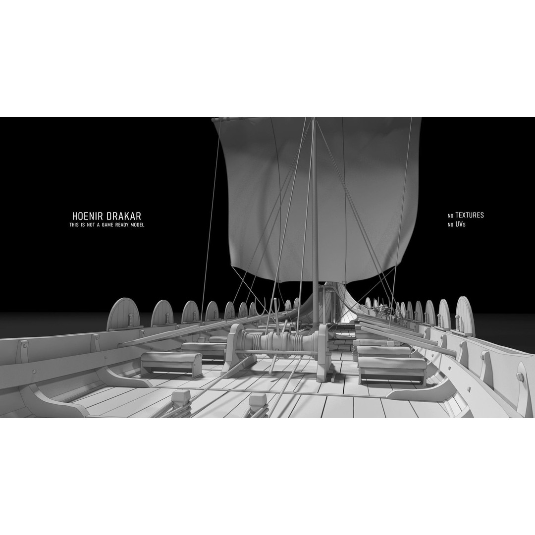 Drakkar Viking Ship 3D Model – Historic Watercraft, FBX, Blender - View 6