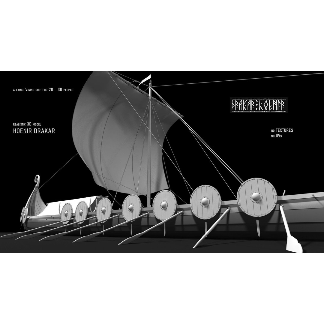 Drakkar Viking Ship 3D Model – Historic Watercraft, FBX, Blender - View 7