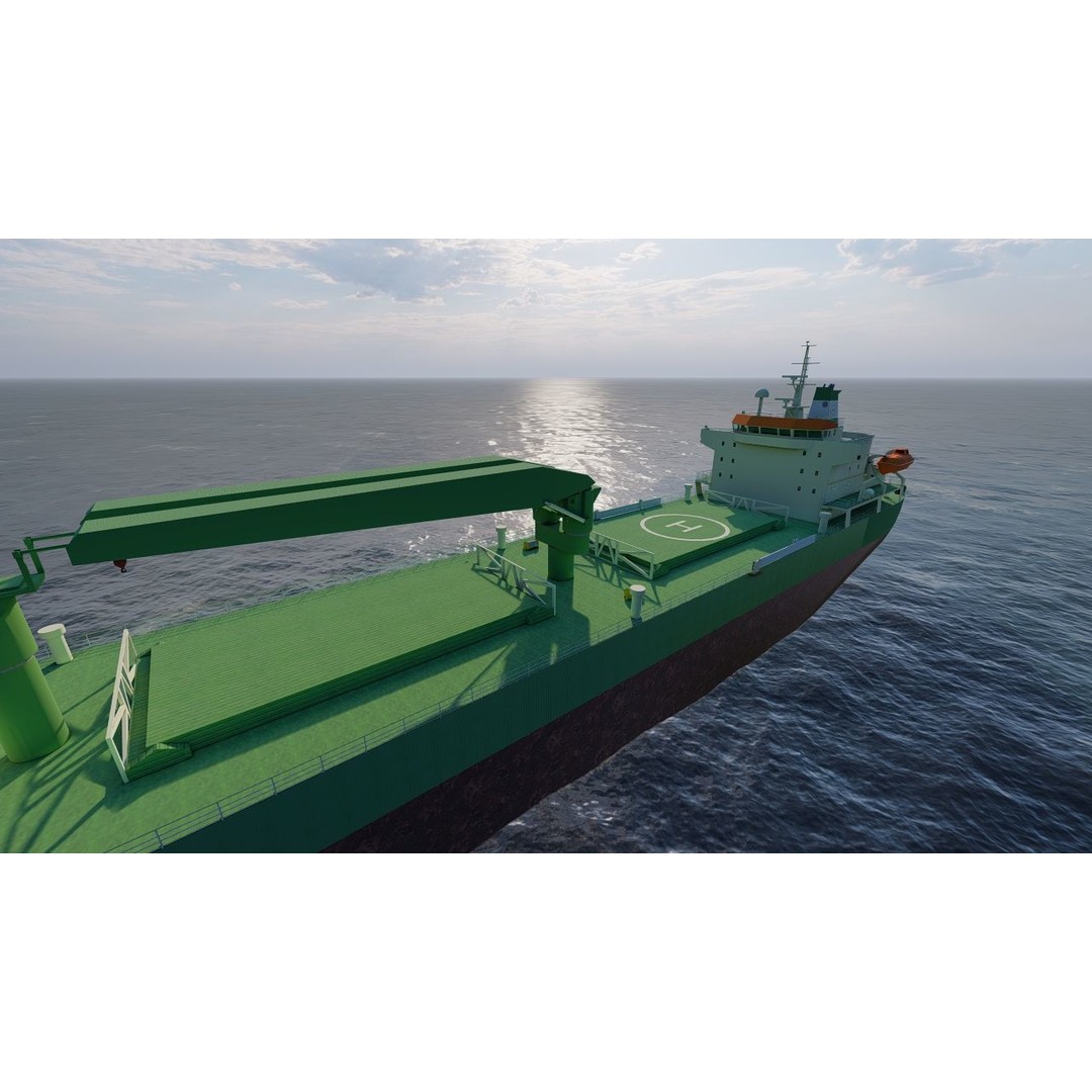 Bulk Carrier Ship 3D Model – Rigged Industrial Vessel, FBX, OBJ - View 11