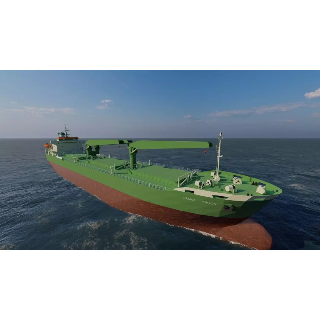 Bulk Carrier Ship 3D Model – Rigged Industrial Vessel, FBX, OBJ - View 2