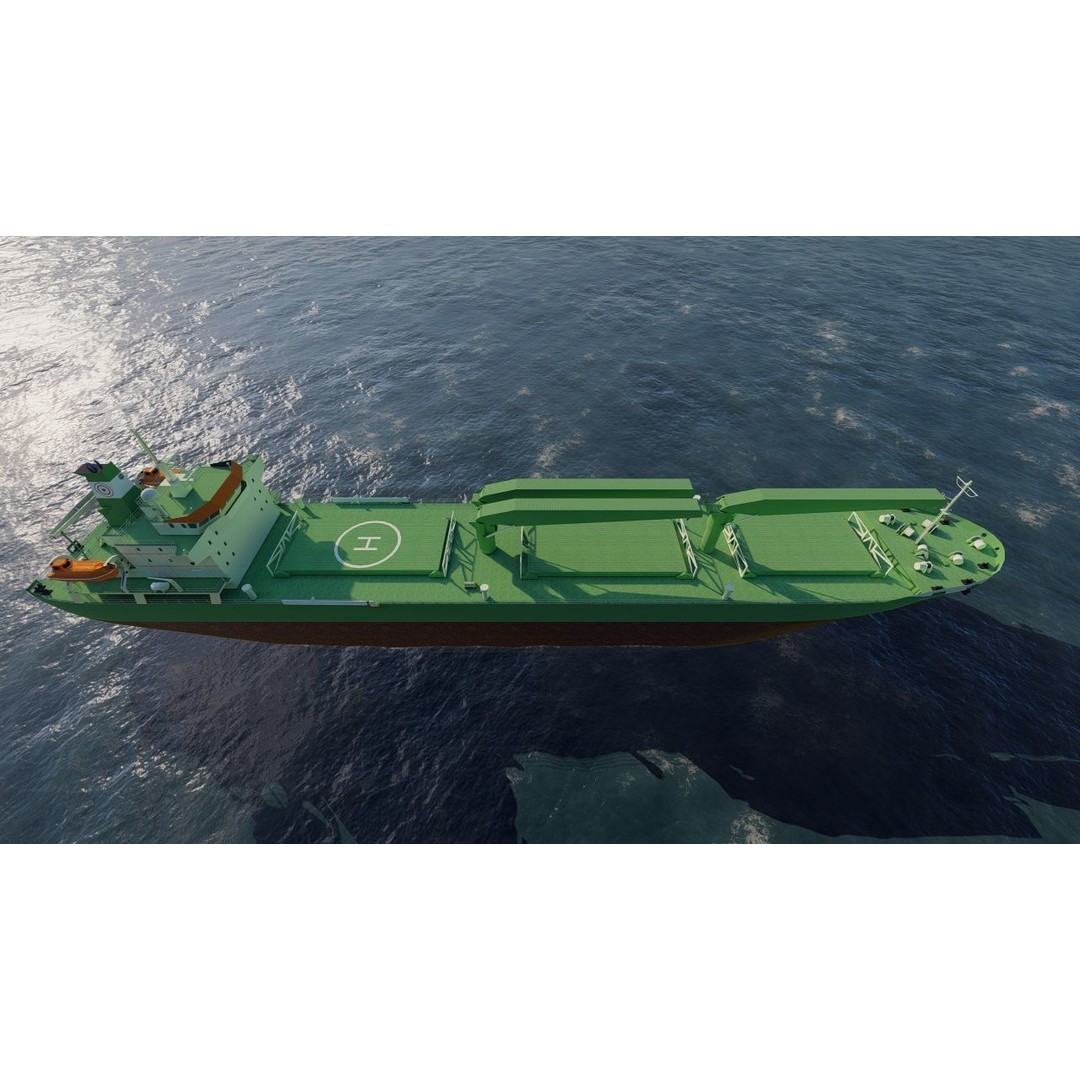 Bulk Carrier Ship 3D Model – Rigged Industrial Vessel, FBX, OBJ - View 4