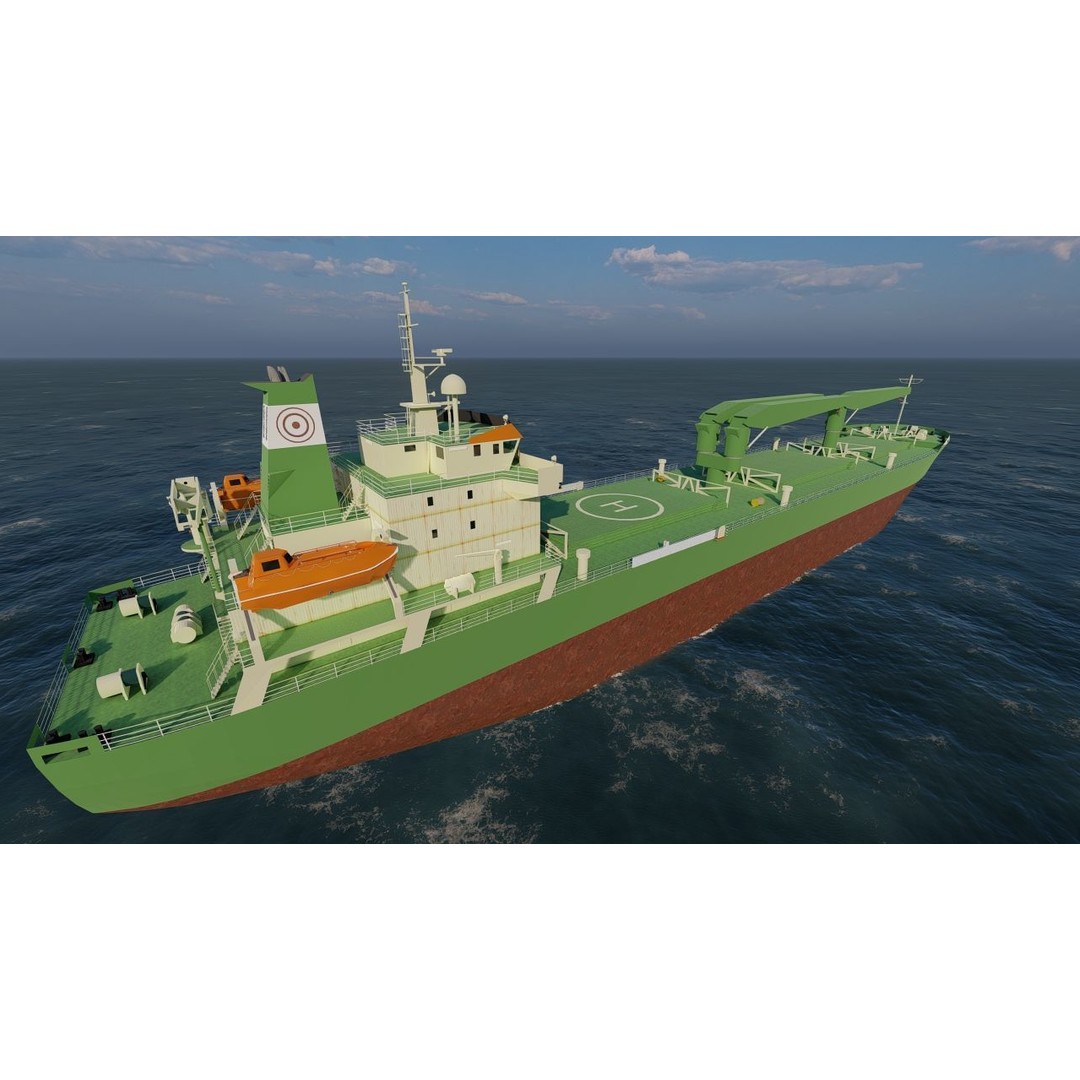 Bulk Carrier Ship 3D Model – Rigged Industrial Vessel, FBX, OBJ - View 9