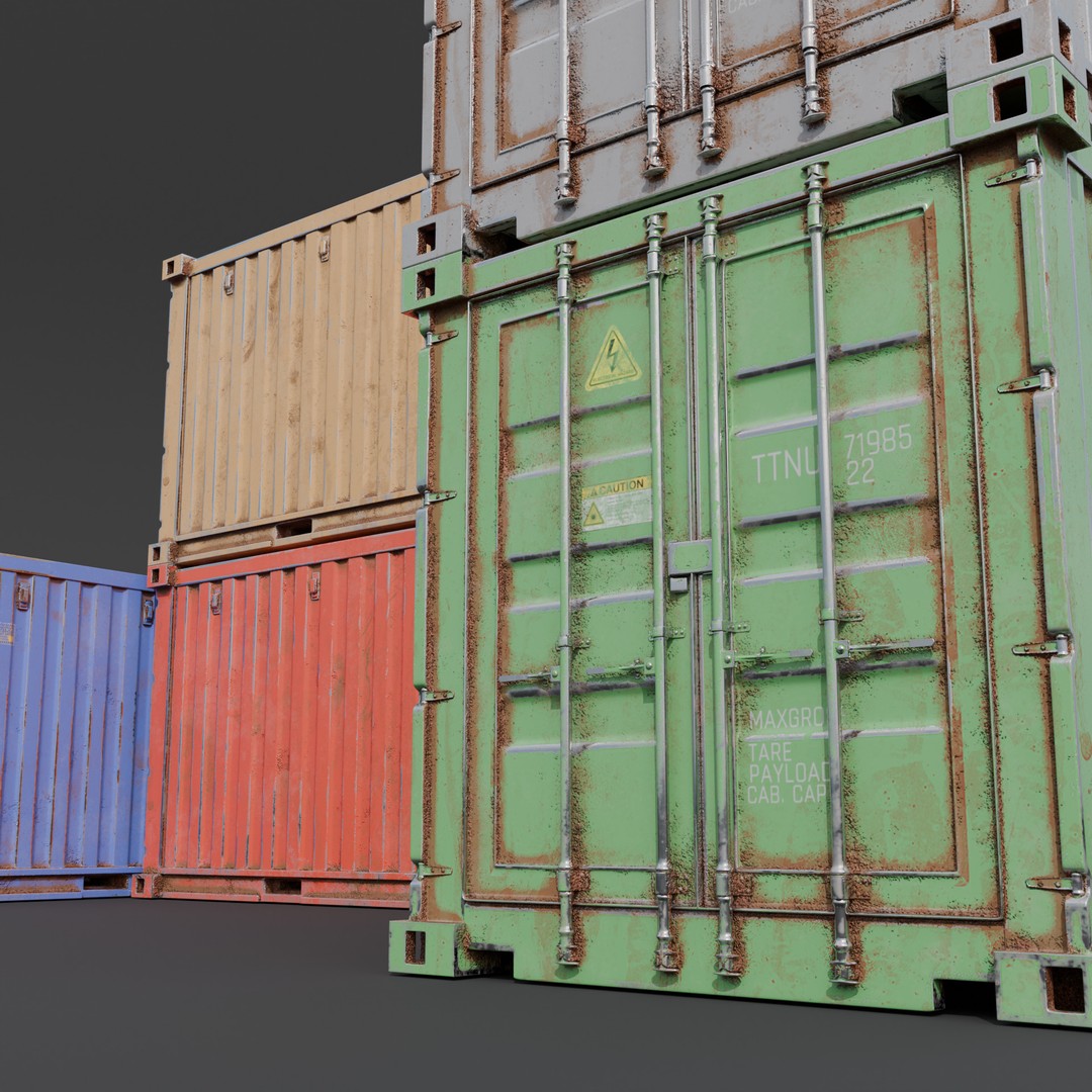 Shipping Container 3D Model – Low Poly Industrial Asset, FBX - View 3