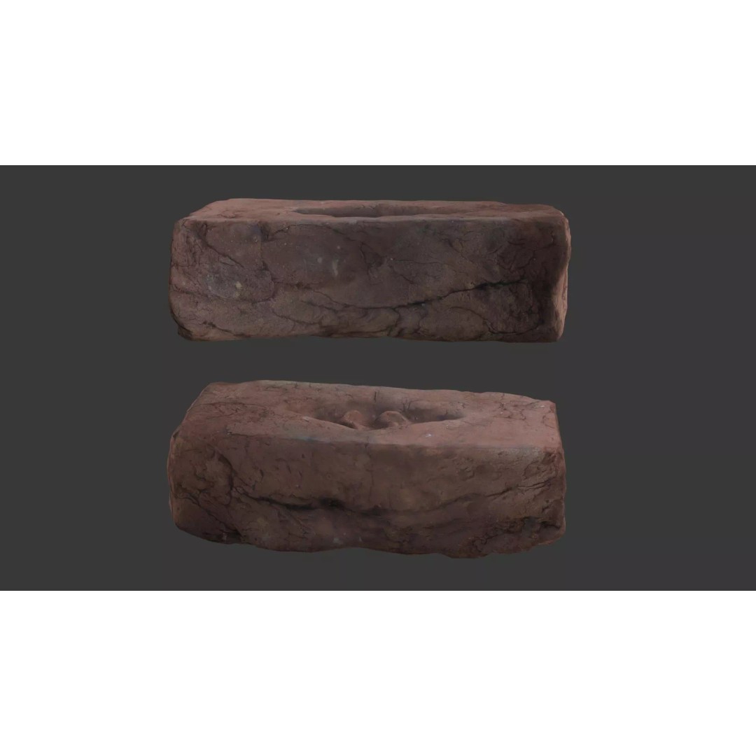 Clay Brick 3D Model – Low Poly Aged Asset with PBR Textures, FBX & More - View 2