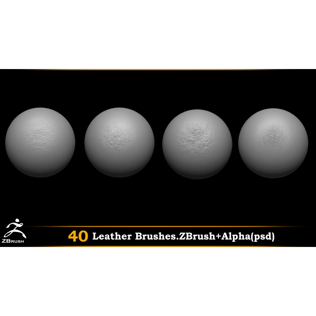 Leather Brushes 3D Model – Alpha PSD Textures for Design - View 10