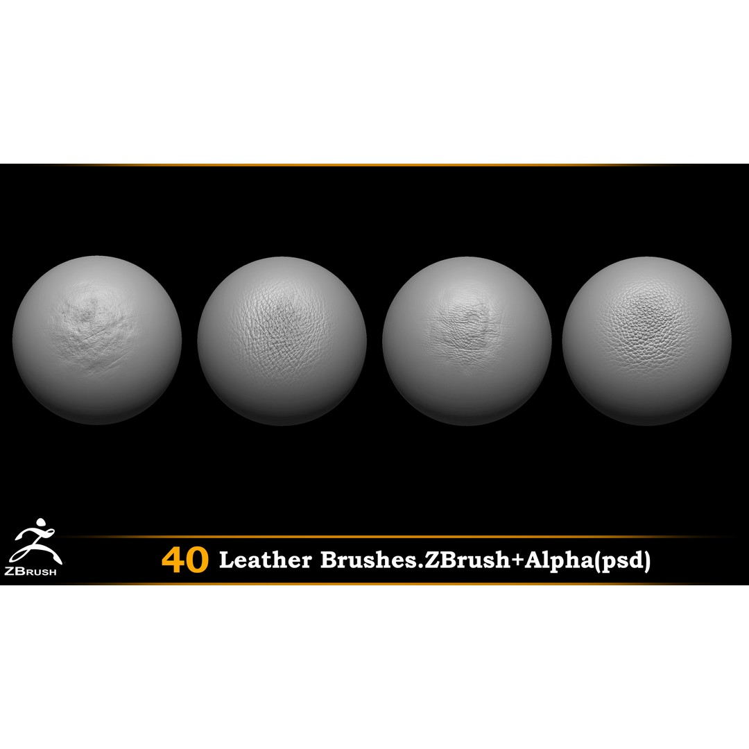 Leather Brushes 3D Model – Alpha PSD Textures for Design - View 11