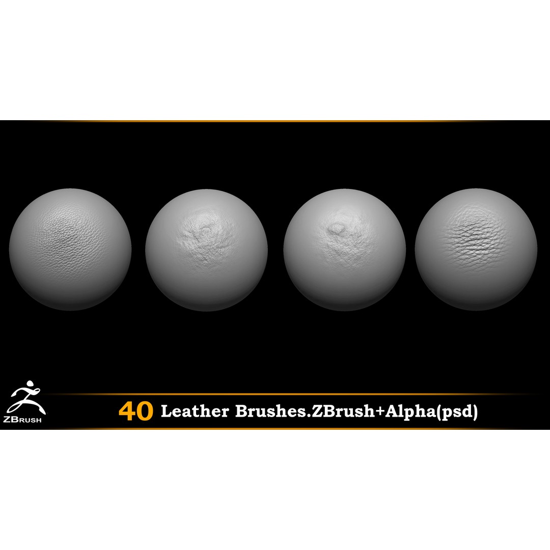 Leather Brushes 3D Model – Alpha PSD Textures for Design - View 12