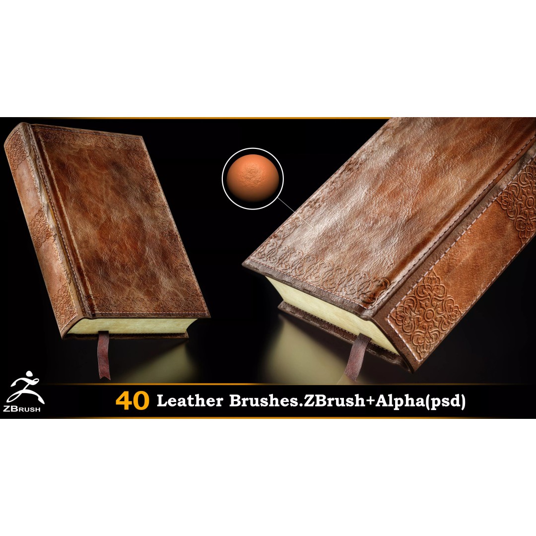 Leather Brushes 3D Model – Alpha PSD Textures for Design - View 2