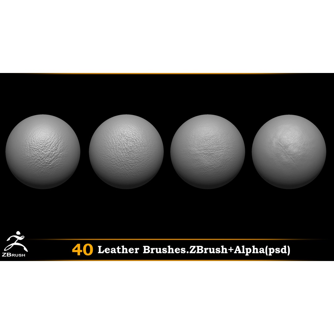 Leather Brushes 3D Model – Alpha PSD Textures for Design - View 3