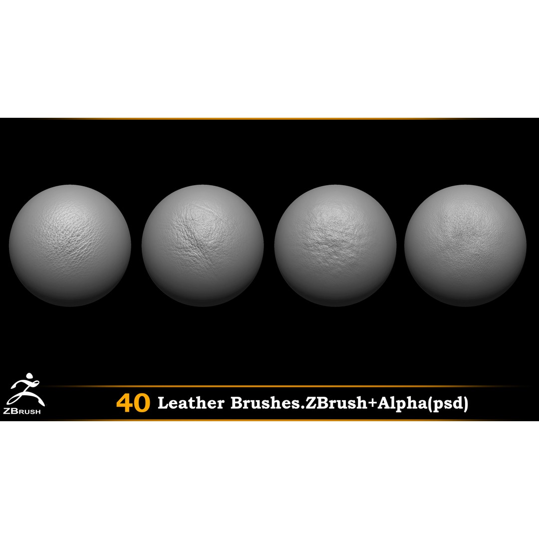 Leather Brushes 3D Model – Alpha PSD Textures for Design - View 4