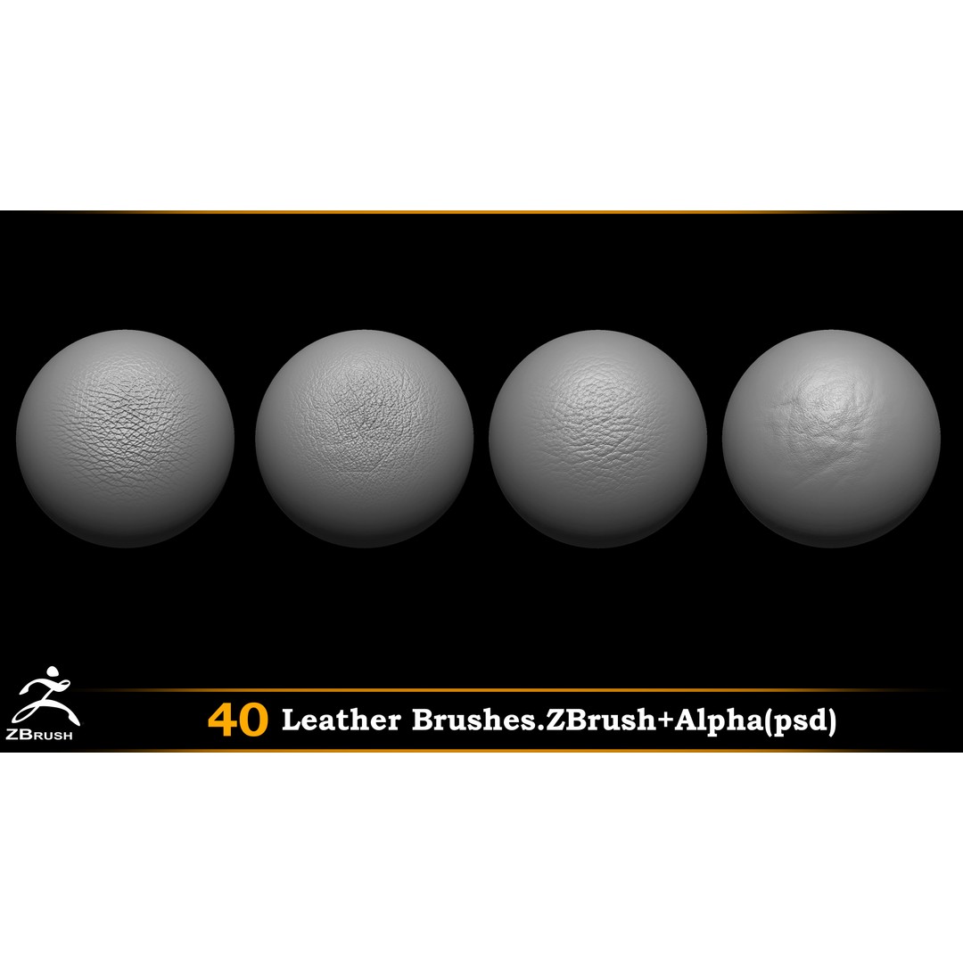 Leather Brushes 3D Model – Alpha PSD Textures for Design - View 5