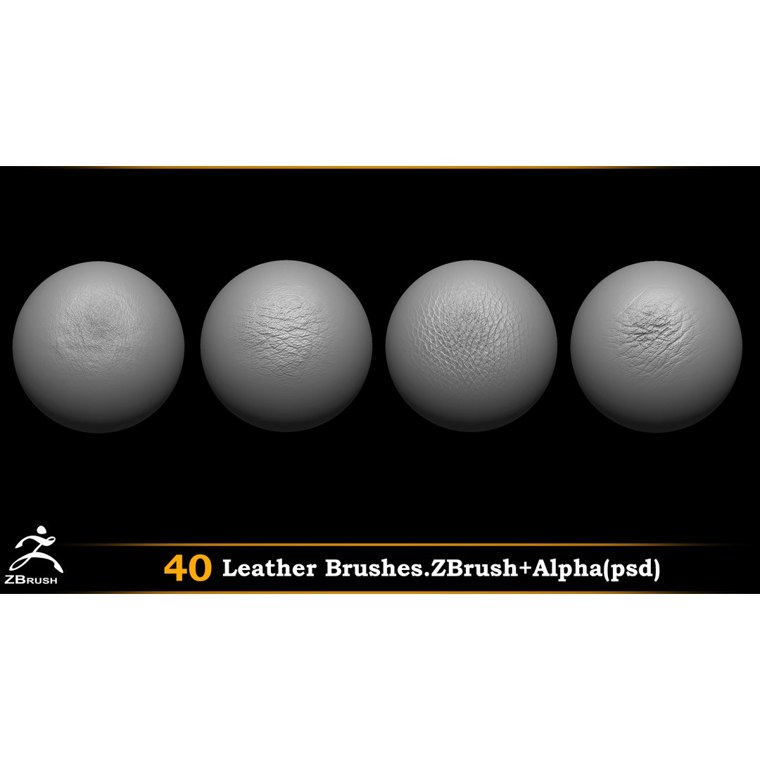 Leather Brushes 3D Model – Alpha PSD Textures for Design - View 6