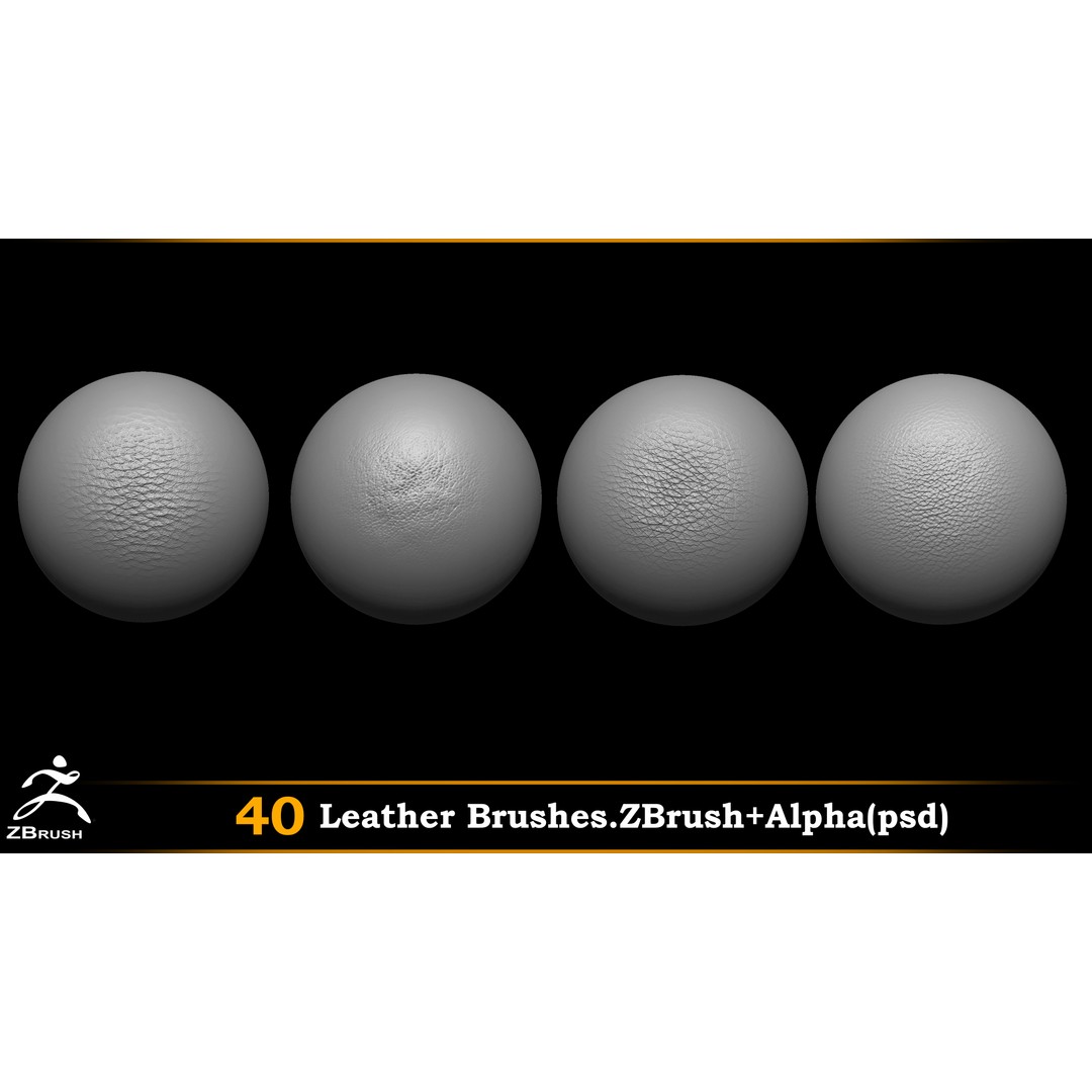 Leather Brushes 3D Model – Alpha PSD Textures for Design - View 7
