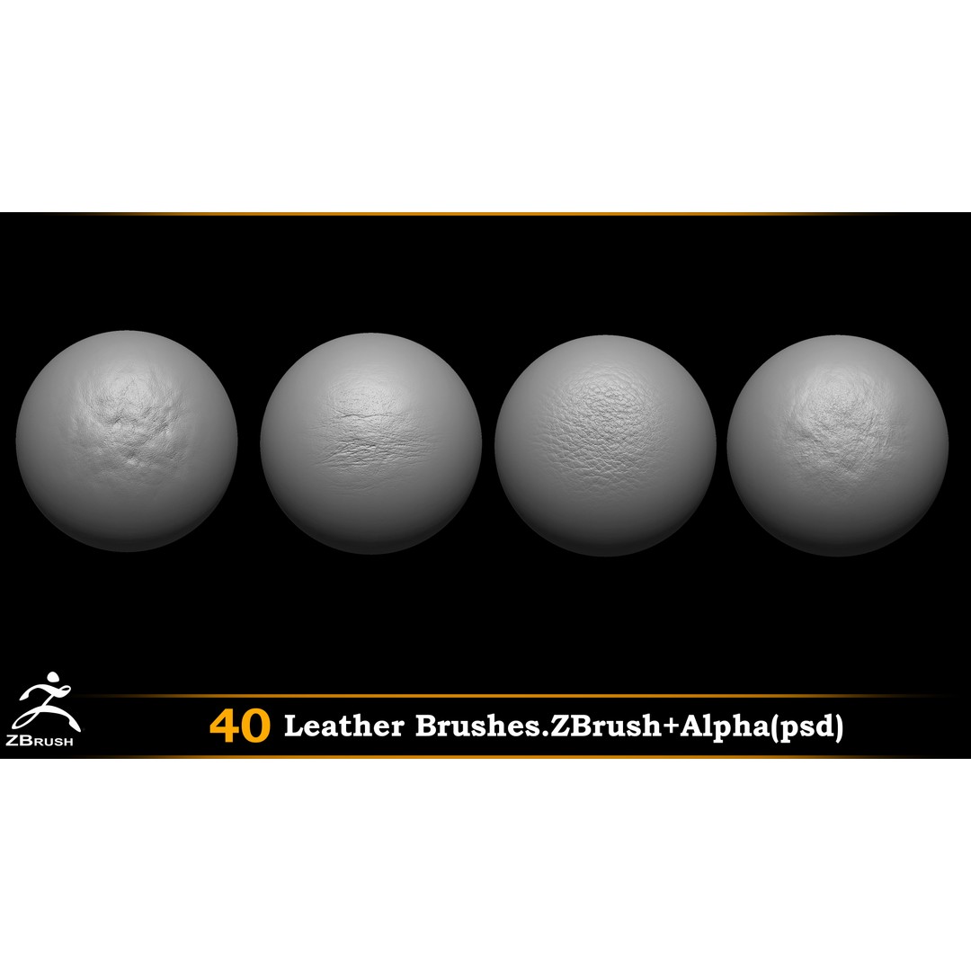 Leather Brushes 3D Model – Alpha PSD Textures for Design - View 8