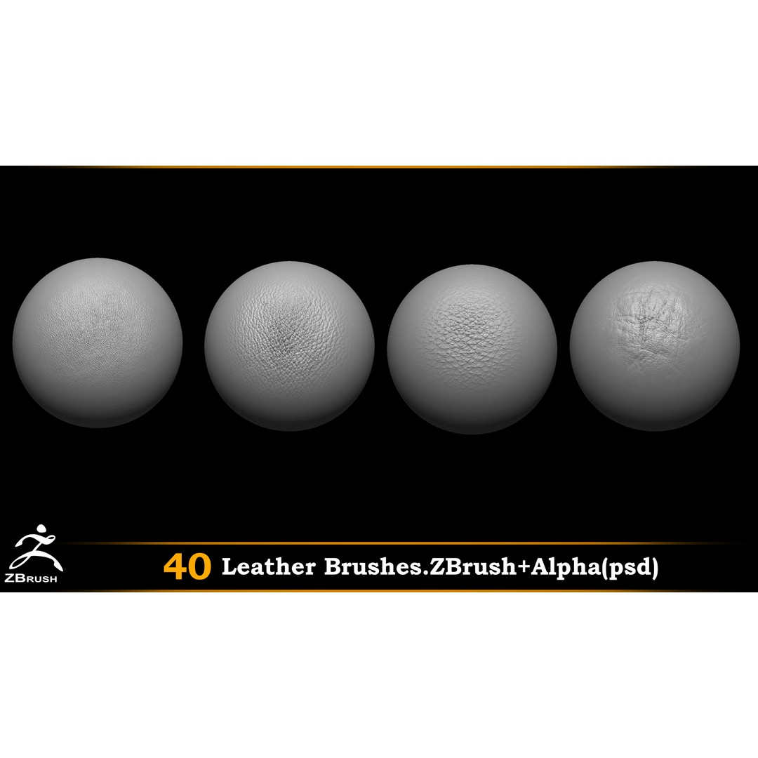 Leather Brushes 3D Model – Alpha PSD Textures for Design - View 9