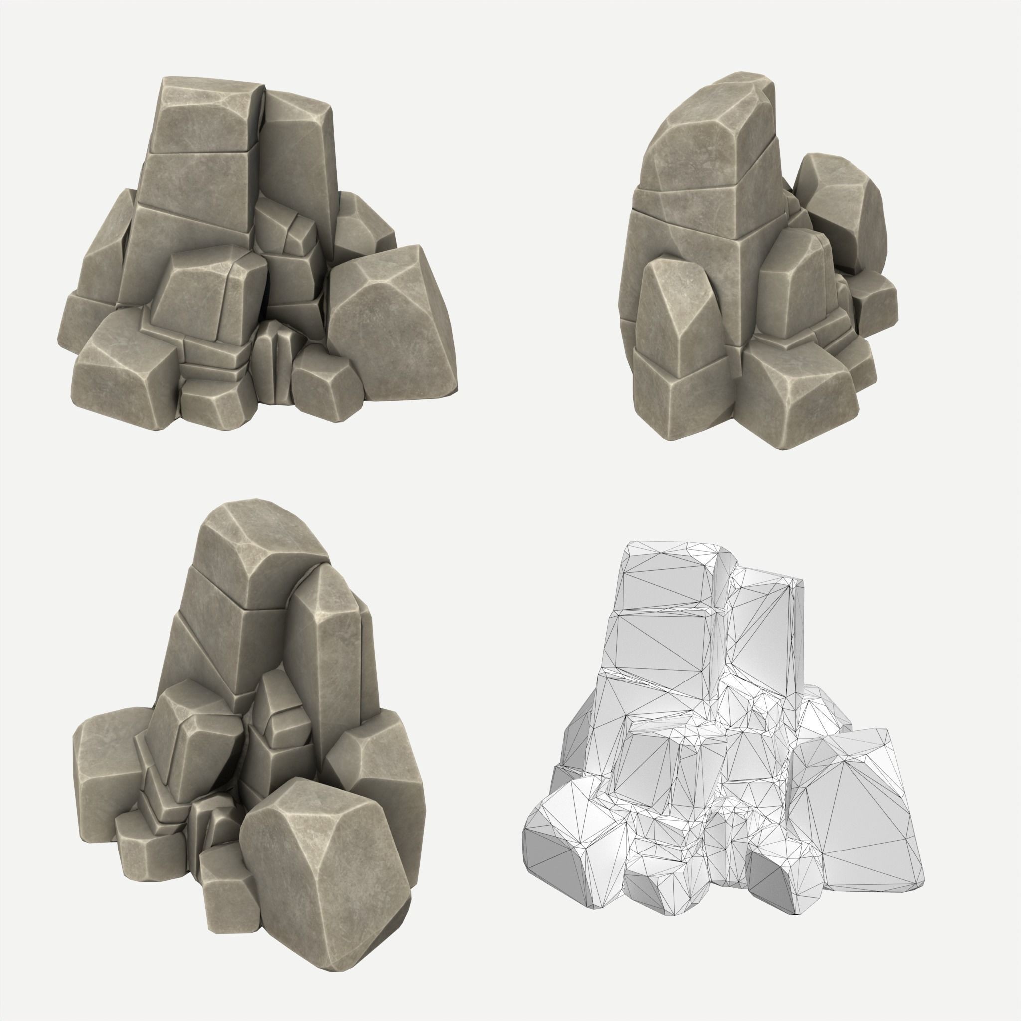 30 Stylized Block Rock - Low-Poly Game-Ready 3D Model - View 11