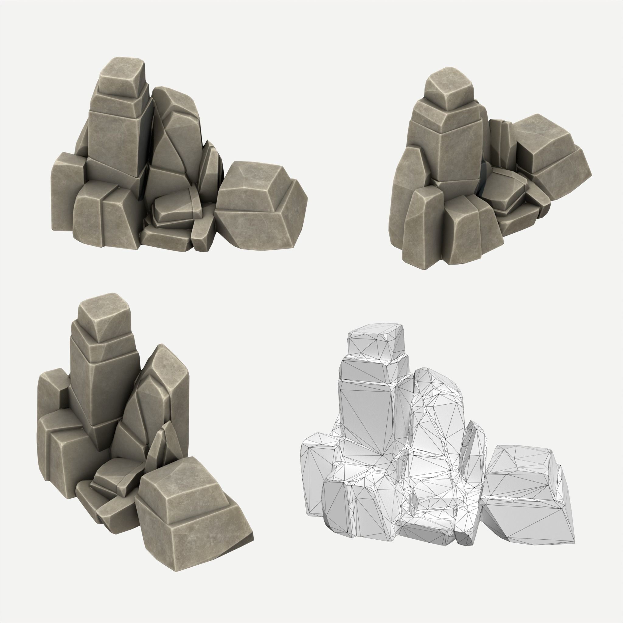30 Stylized Block Rock - Low-Poly Game-Ready 3D Model - View 12
