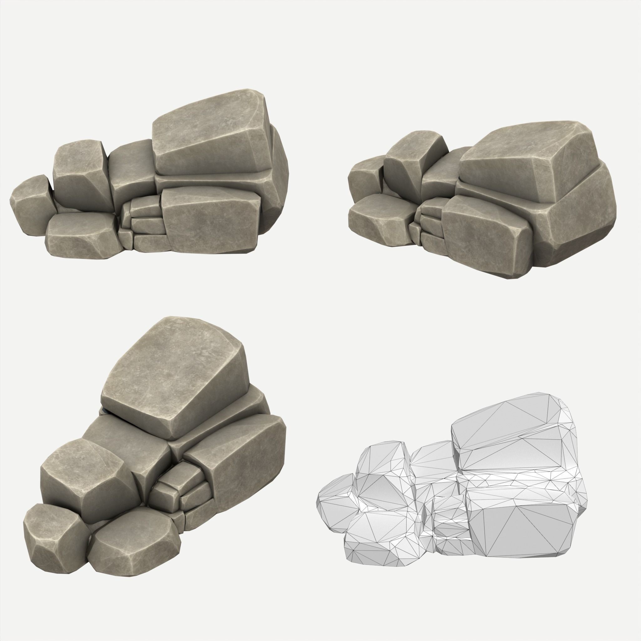 30 Stylized Block Rock - Low-Poly Game-Ready 3D Model - View 13