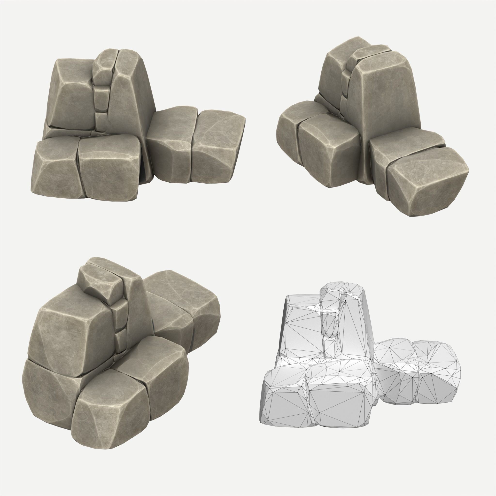 30 Stylized Block Rock - Low-Poly Game-Ready 3D Model - View 14
