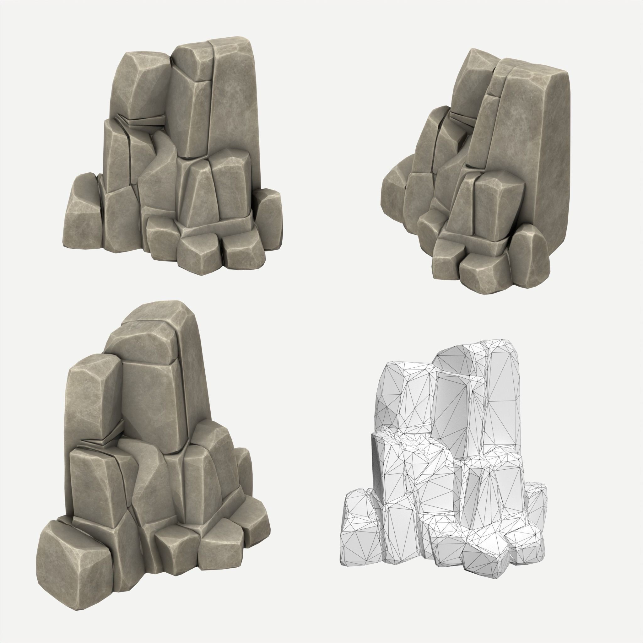 30 Stylized Block Rock - Low-Poly Game-Ready 3D Model - View 15