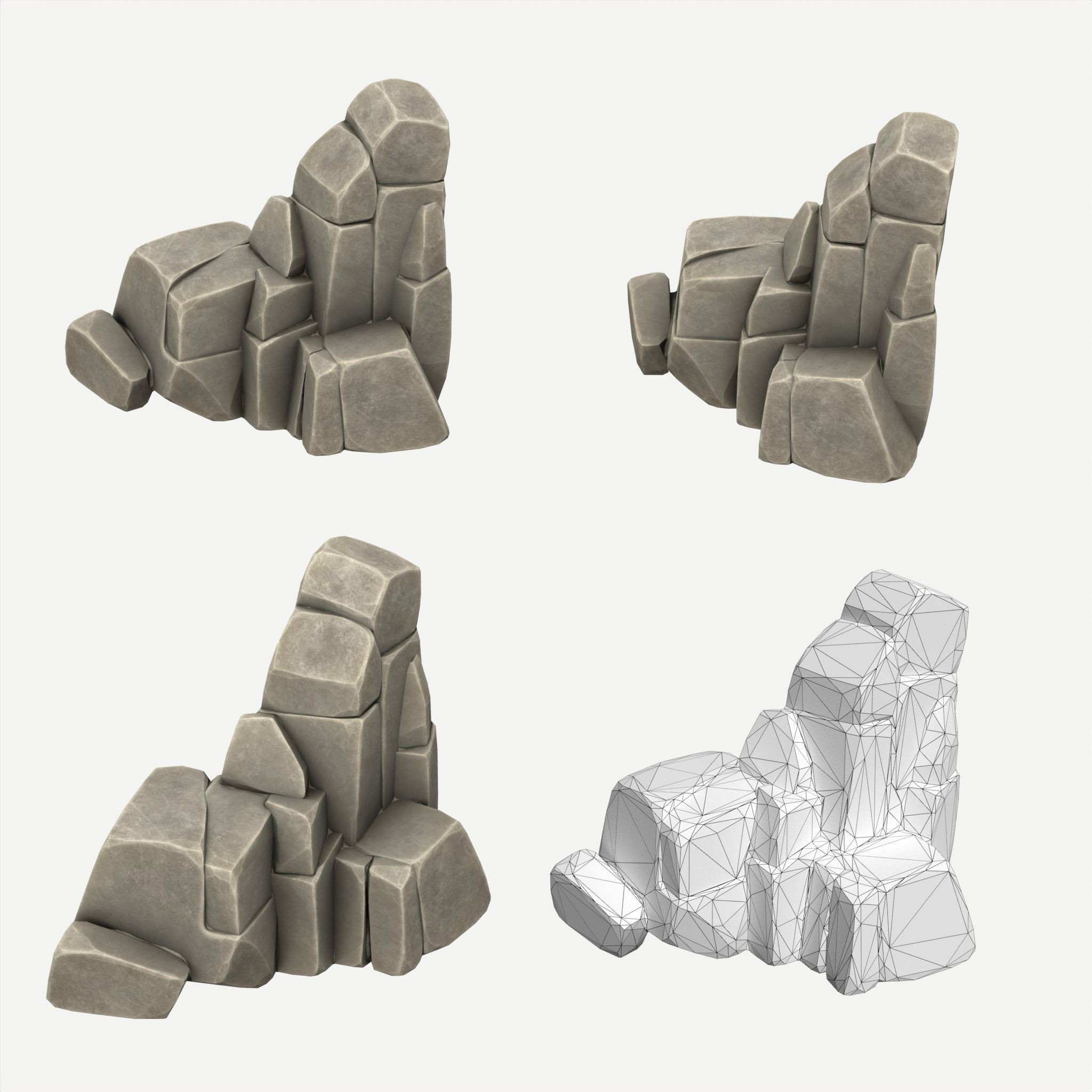 30 Stylized Block Rock - Low-Poly Game-Ready 3D Model - View 16