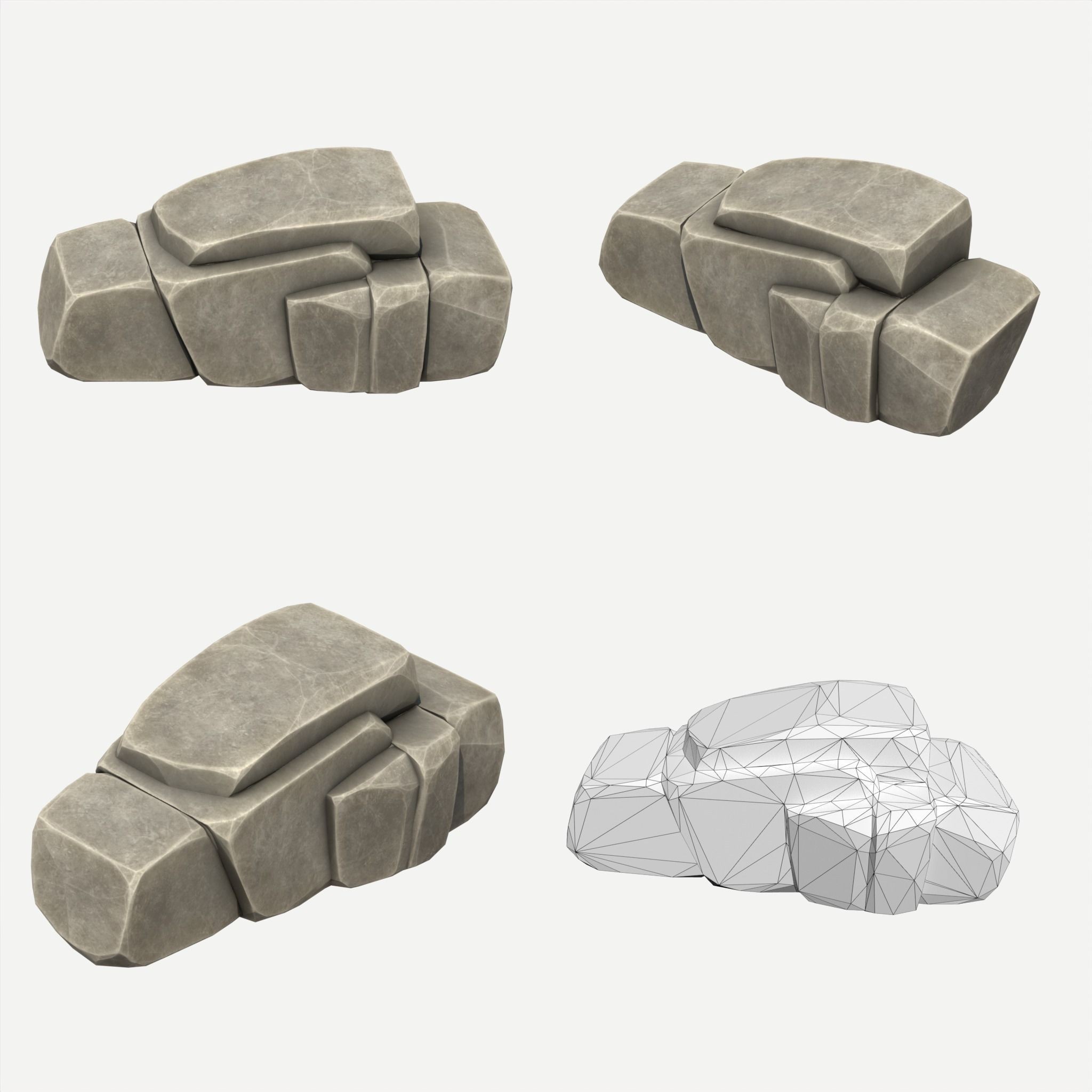 30 Stylized Block Rock - Low-Poly Game-Ready 3D Model - View 17