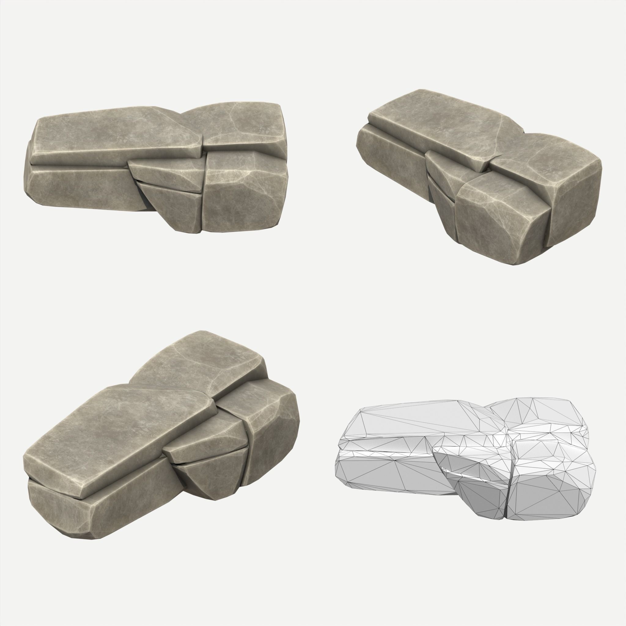 30 Stylized Block Rock - Low-Poly Game-Ready 3D Model - View 19