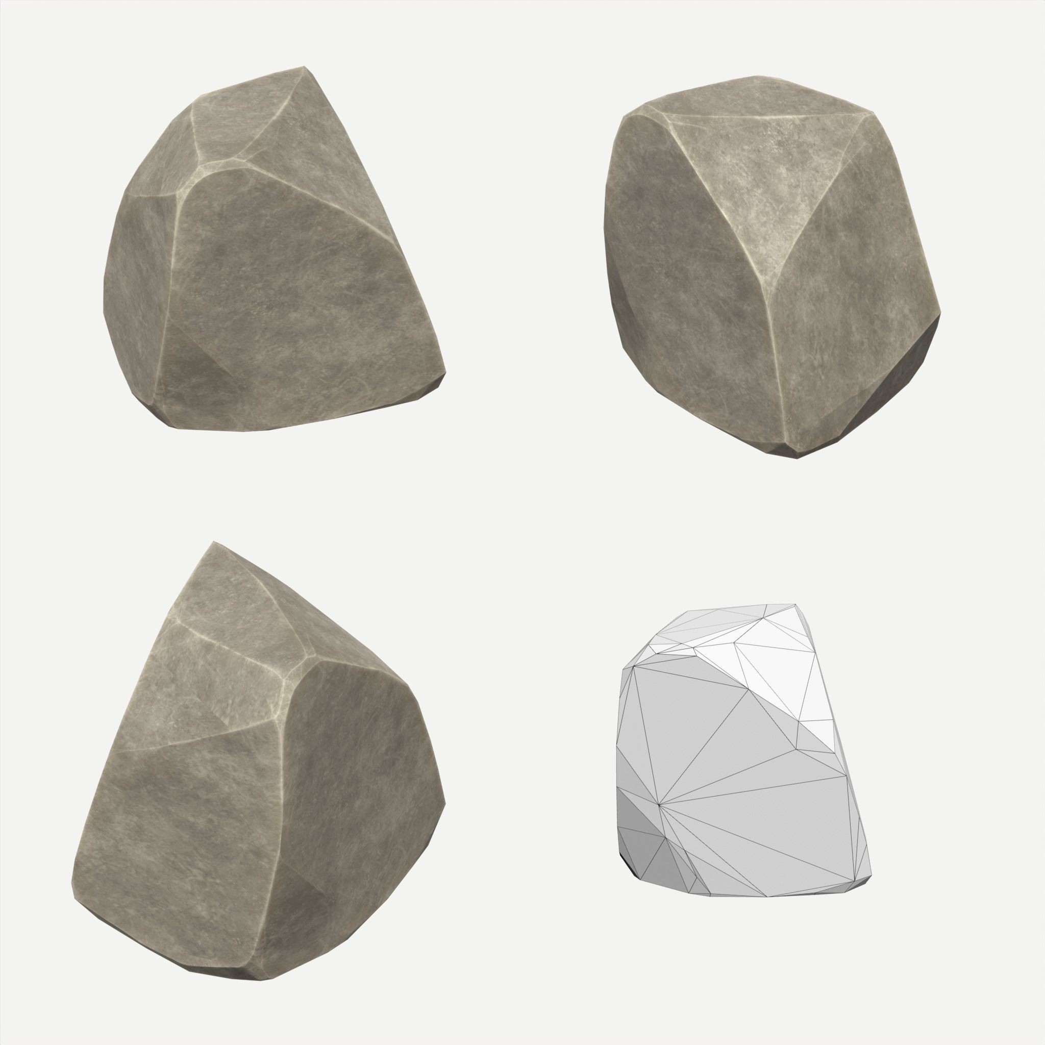 30 Stylized Block Rock - Low-Poly Game-Ready 3D Model - View 20