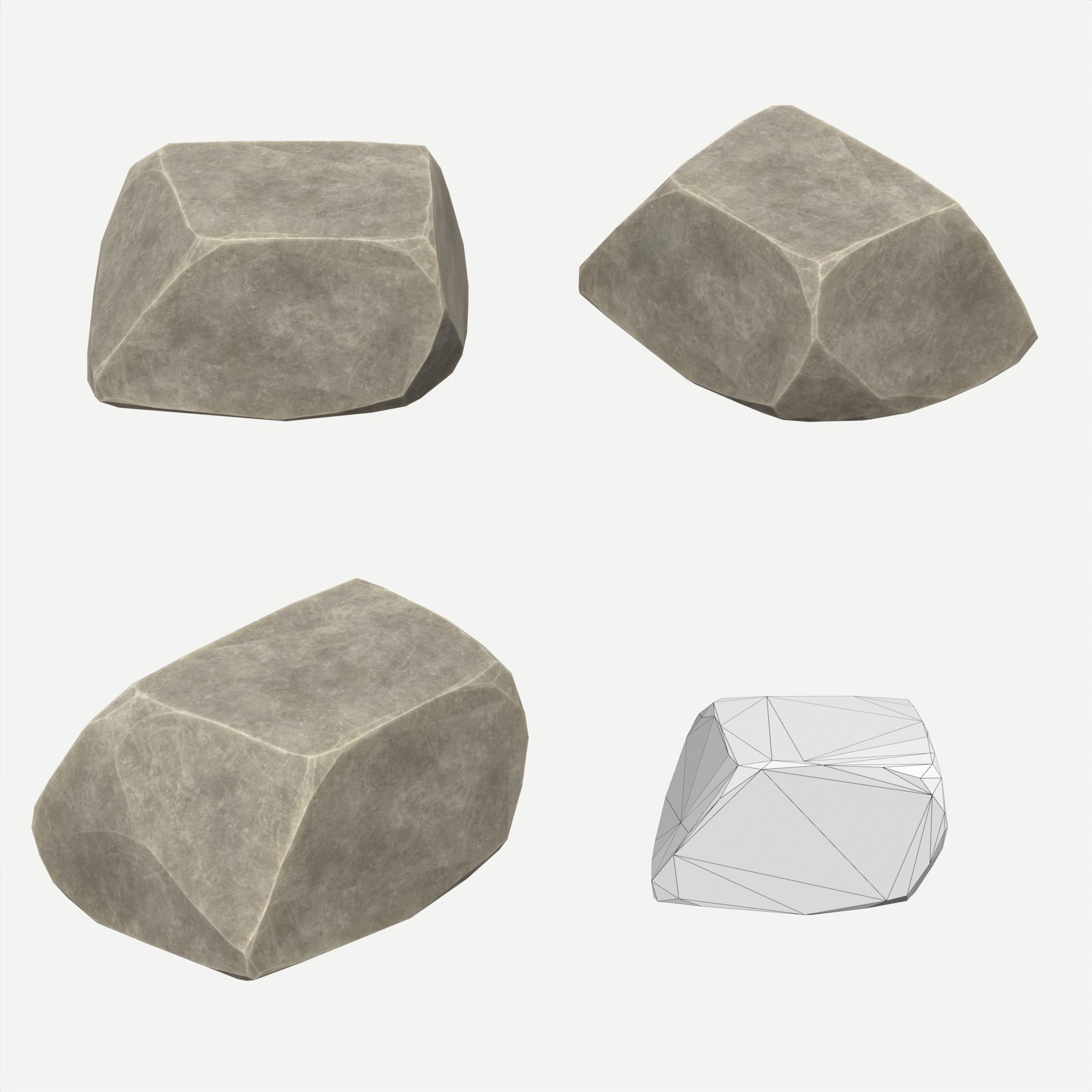30 Stylized Block Rock - Low-Poly Game-Ready 3D Model - View 22