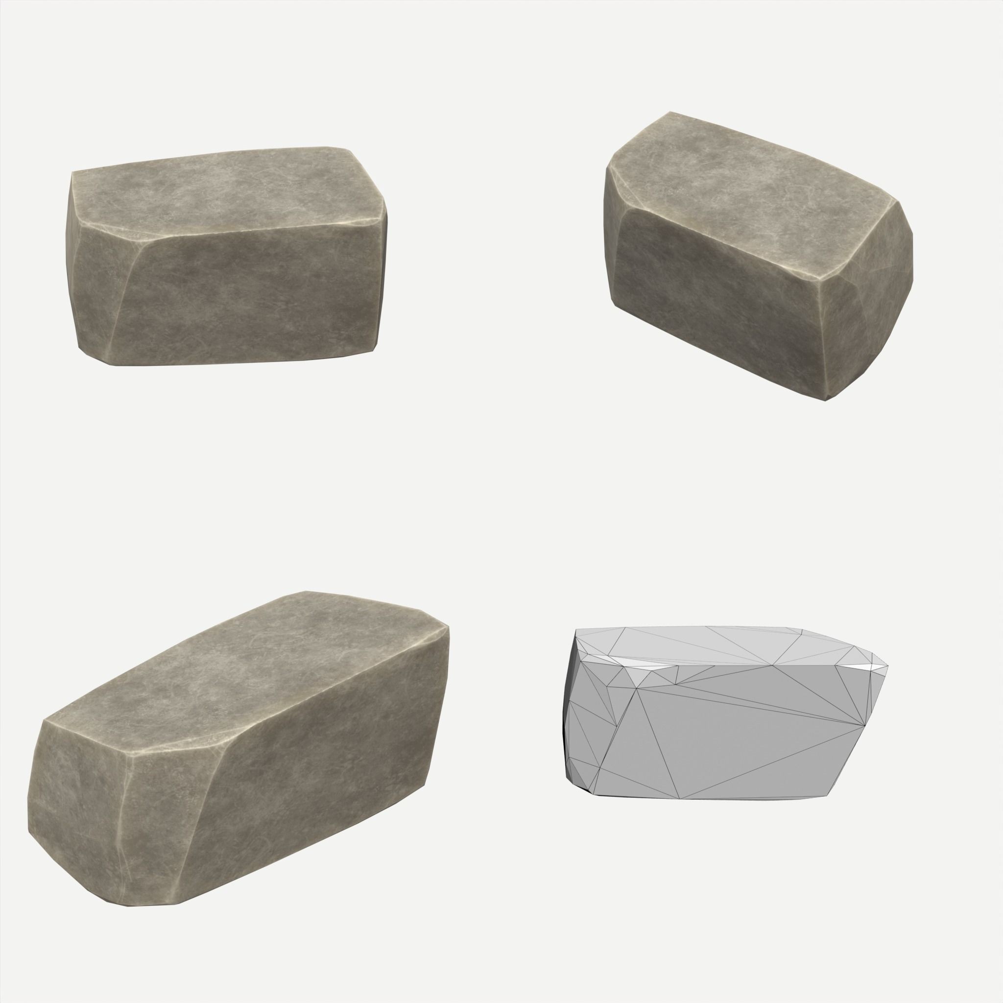 30 Stylized Block Rock - Low-Poly Game-Ready 3D Model - View 23