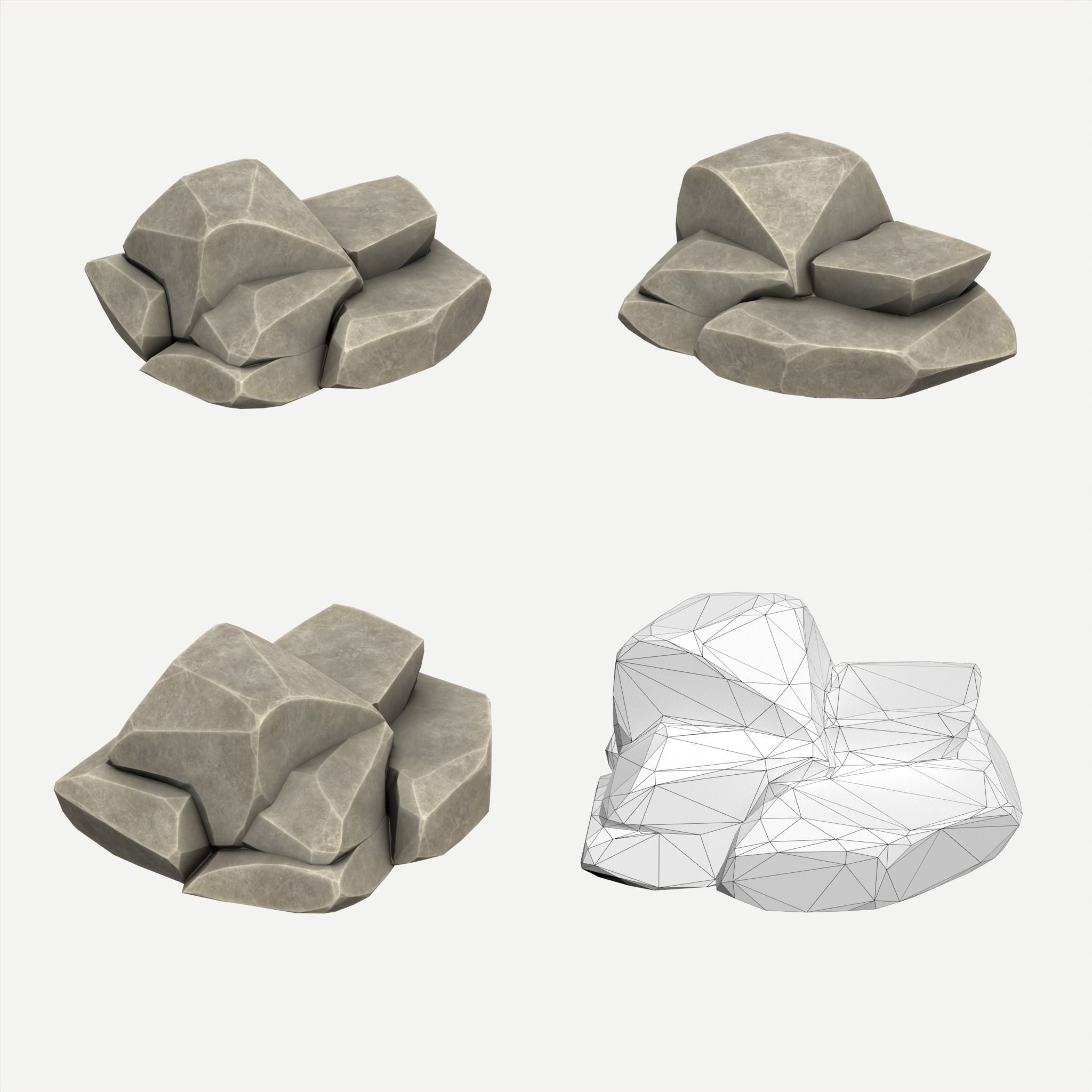30 Stylized Block Rock - Low-Poly Game-Ready 3D Model - View 25