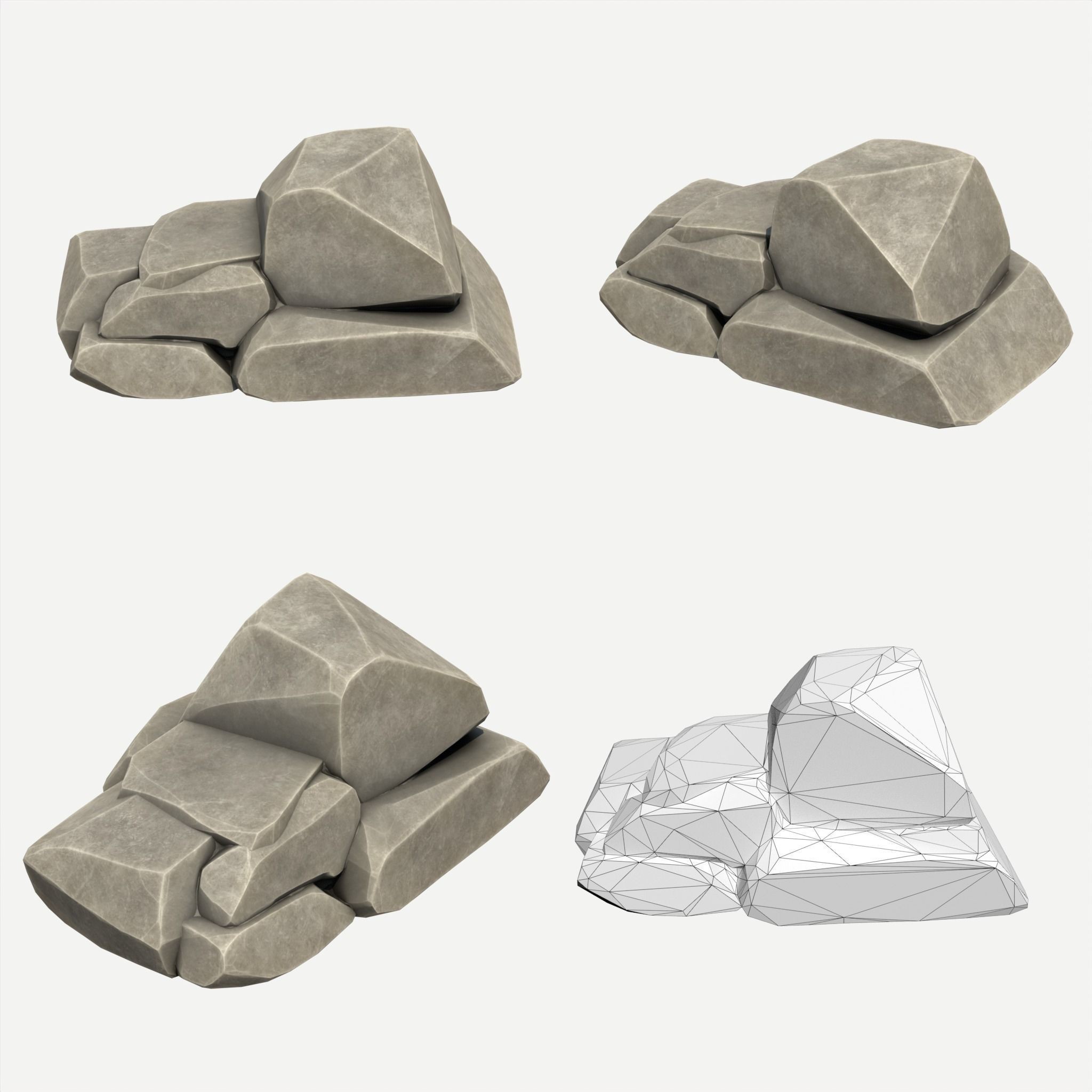 30 Stylized Block Rock - Low-Poly Game-Ready 3D Model - View 26