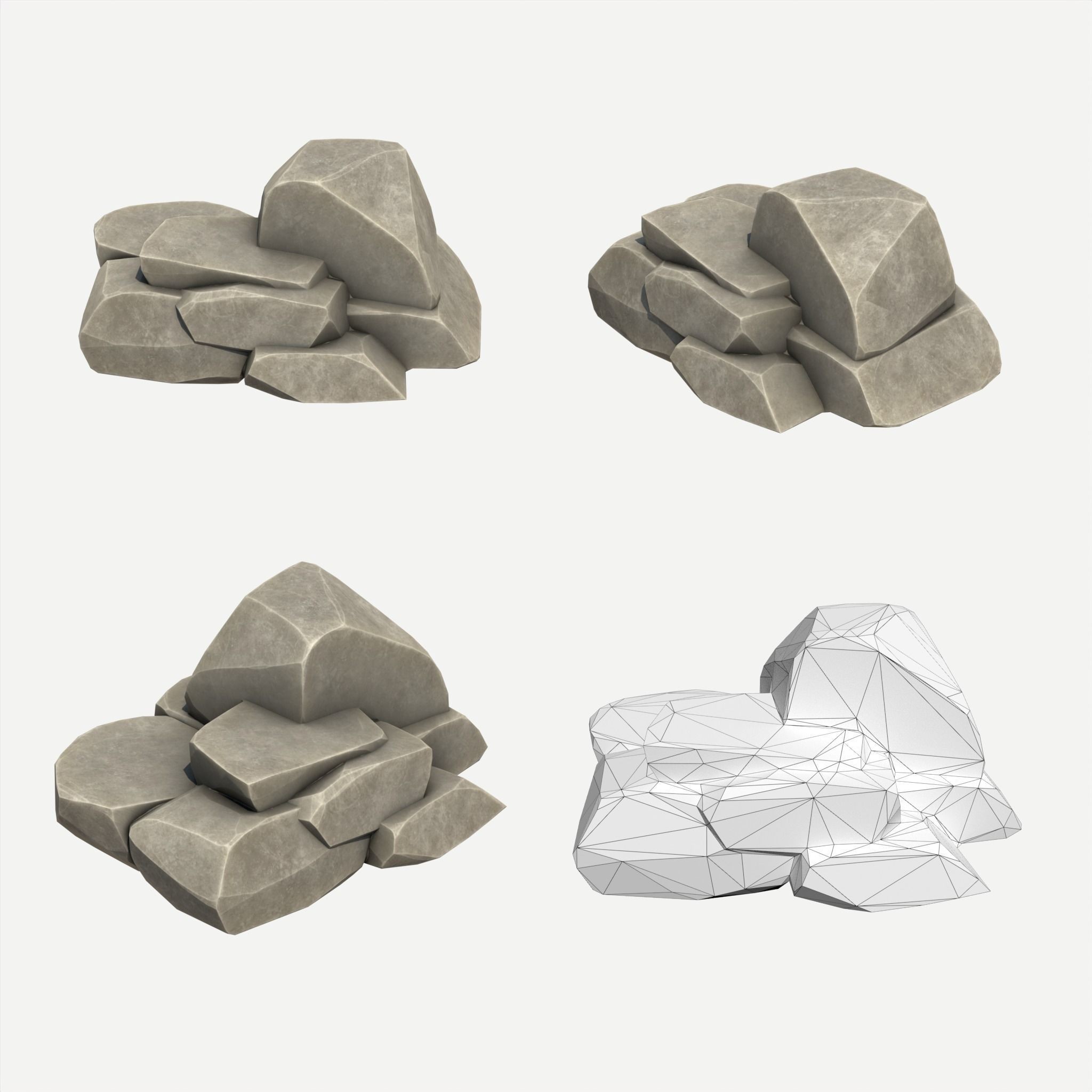 30 Stylized Block Rock - Low-Poly Game-Ready 3D Model - View 27