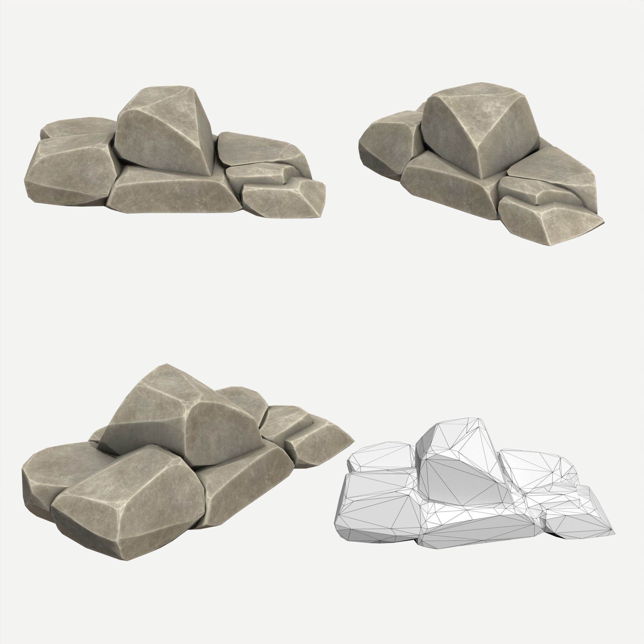 30 Stylized Block Rock - Low-Poly Game-Ready 3D Model - View 28