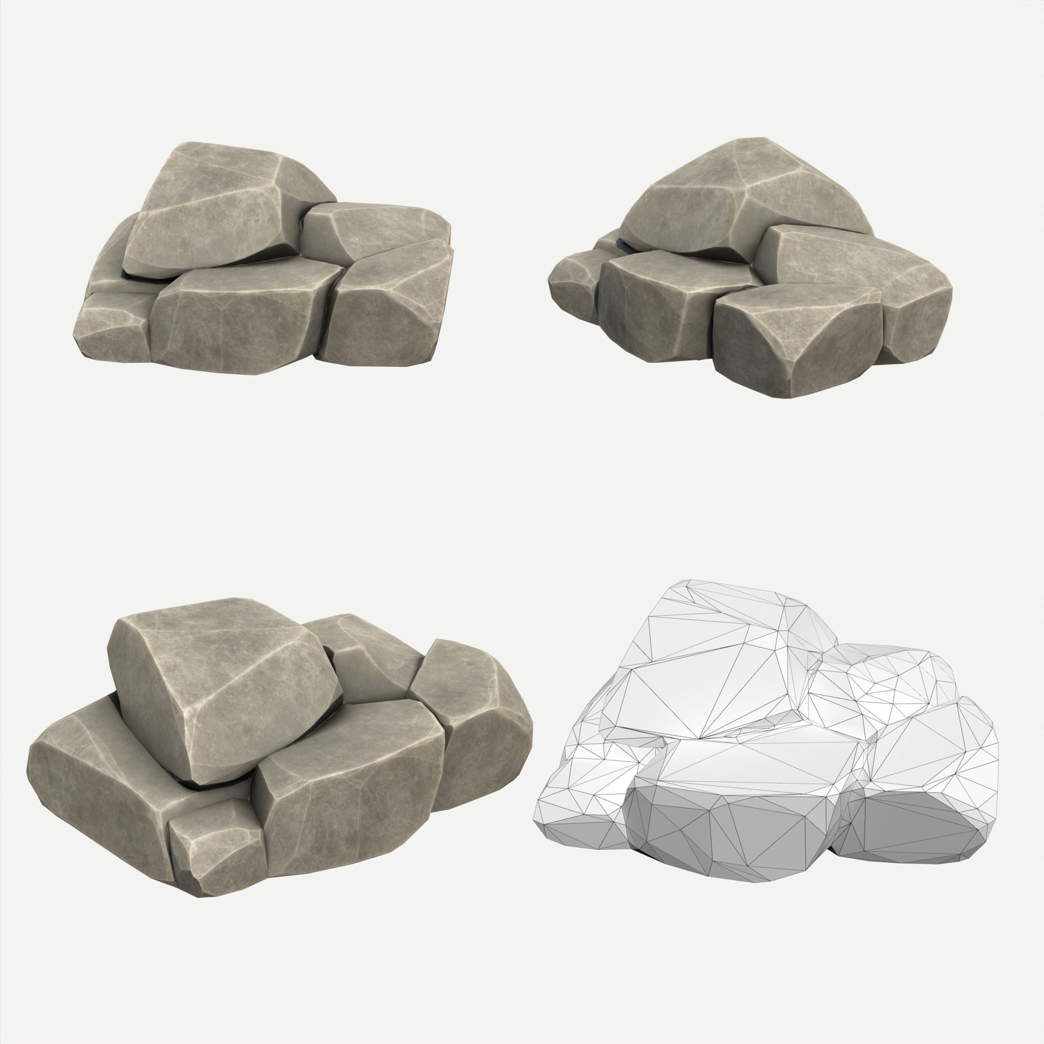 30 Stylized Block Rock - Low-Poly Game-Ready 3D Model - View 29