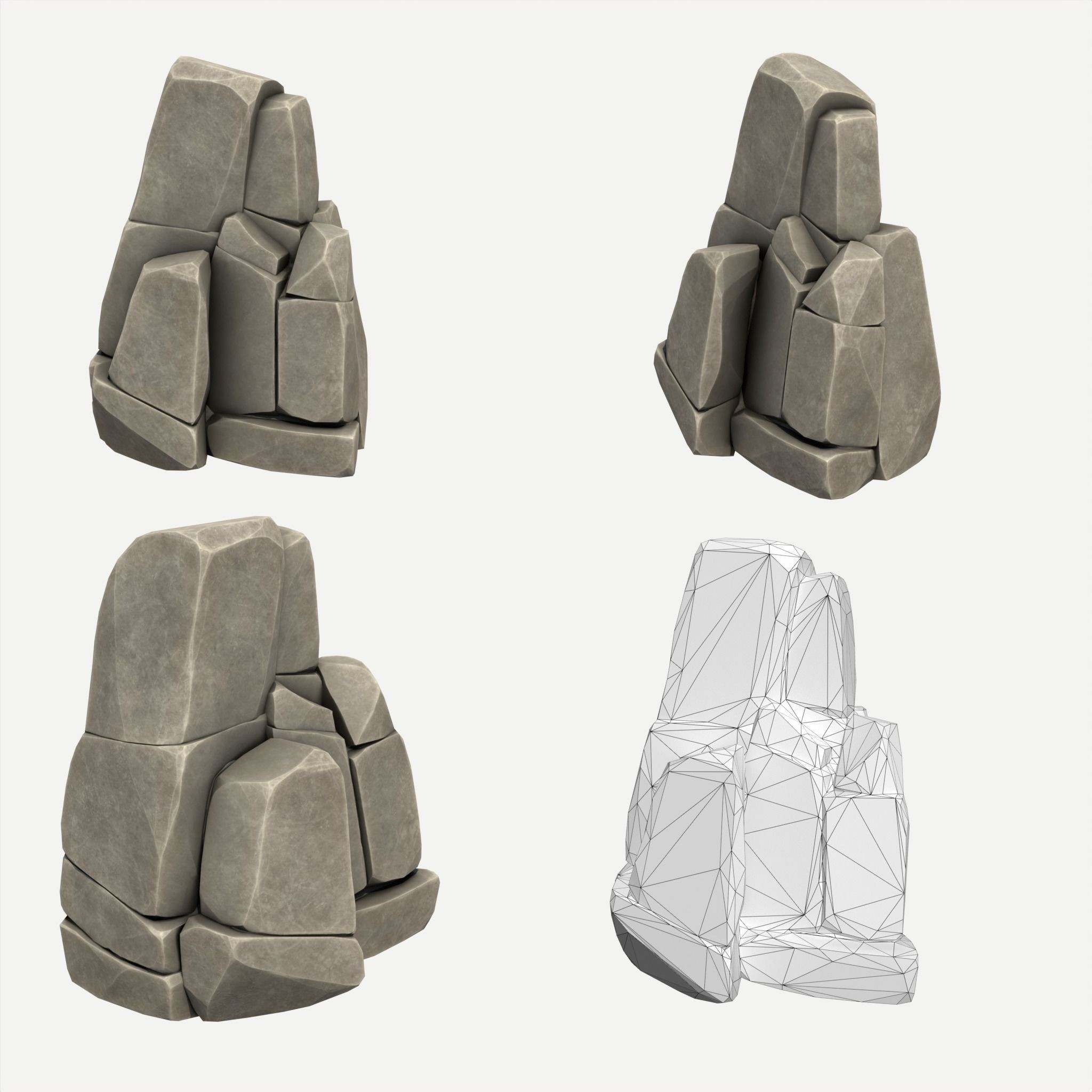 30 Stylized Block Rock - Low-Poly Game-Ready 3D Model - View 30