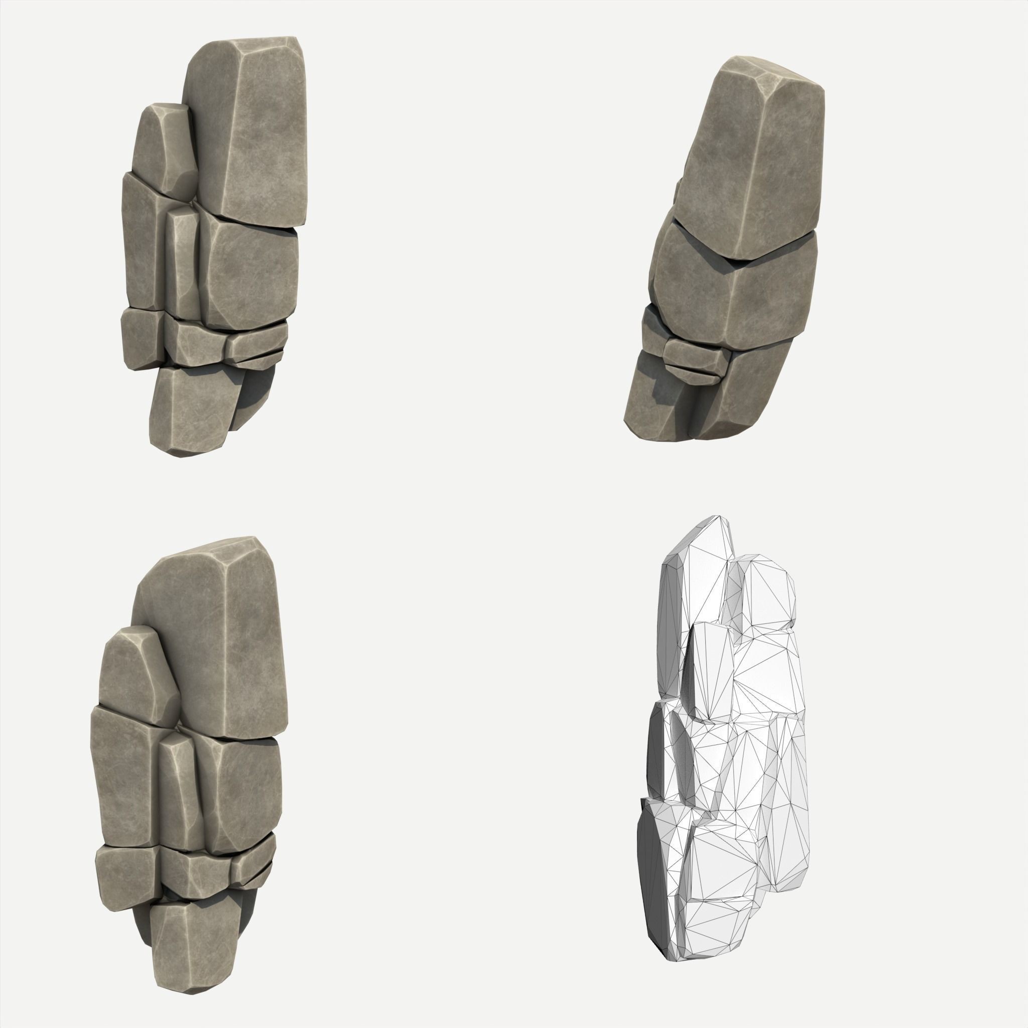 30 Stylized Block Rock - Low-Poly Game-Ready 3D Model - View 31